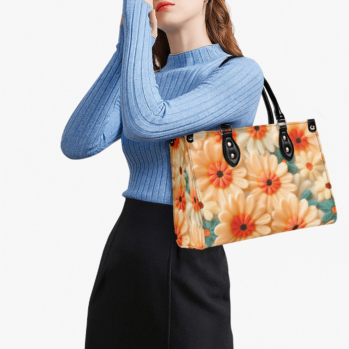 70s Daisy, Faux Crocheted, Mid Mod Shoulder, Retro Handbag - Mid Century Modern Gal