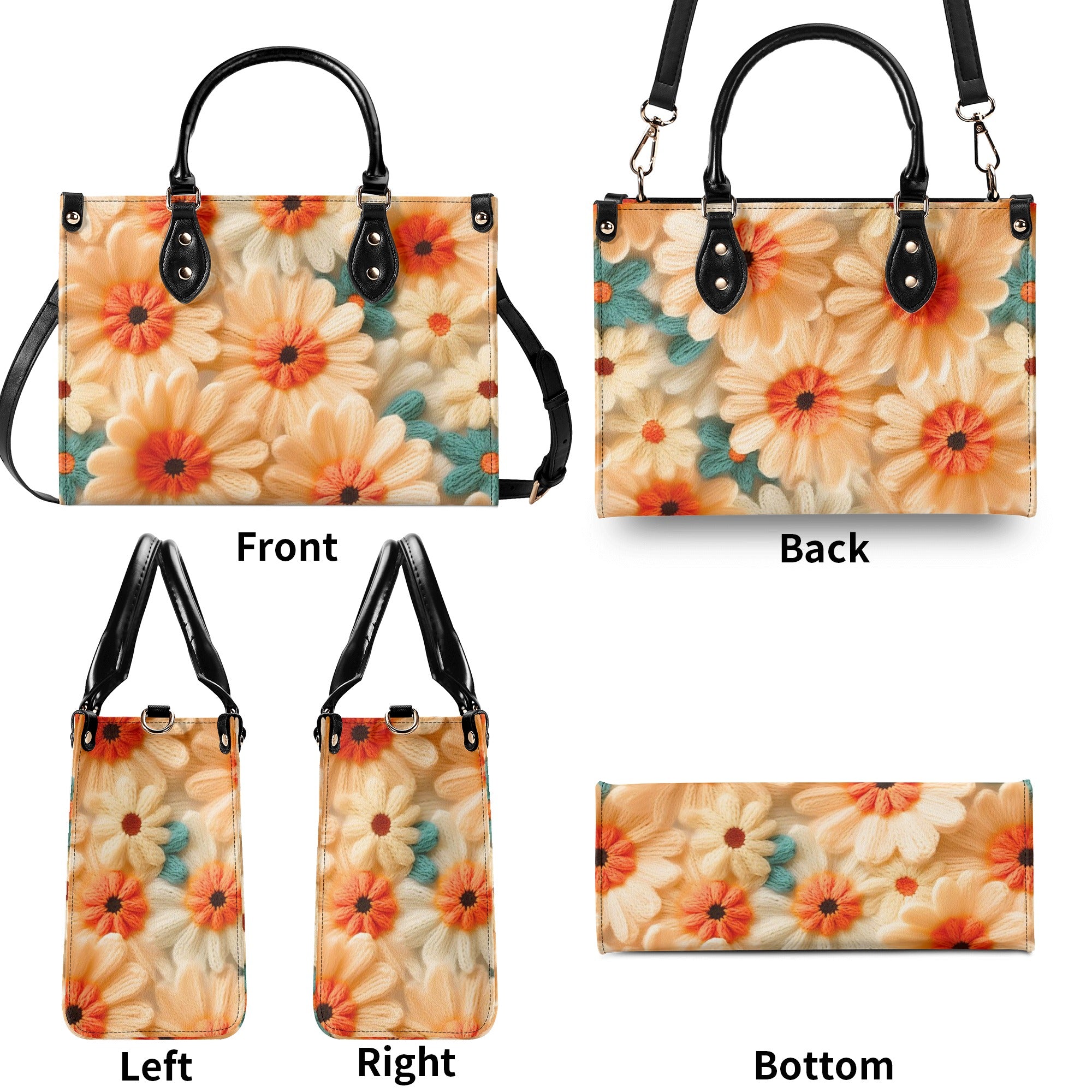 70s Daisy, Faux Crocheted, Mid Mod Shoulder, Retro Handbag - Mid Century Modern Gal