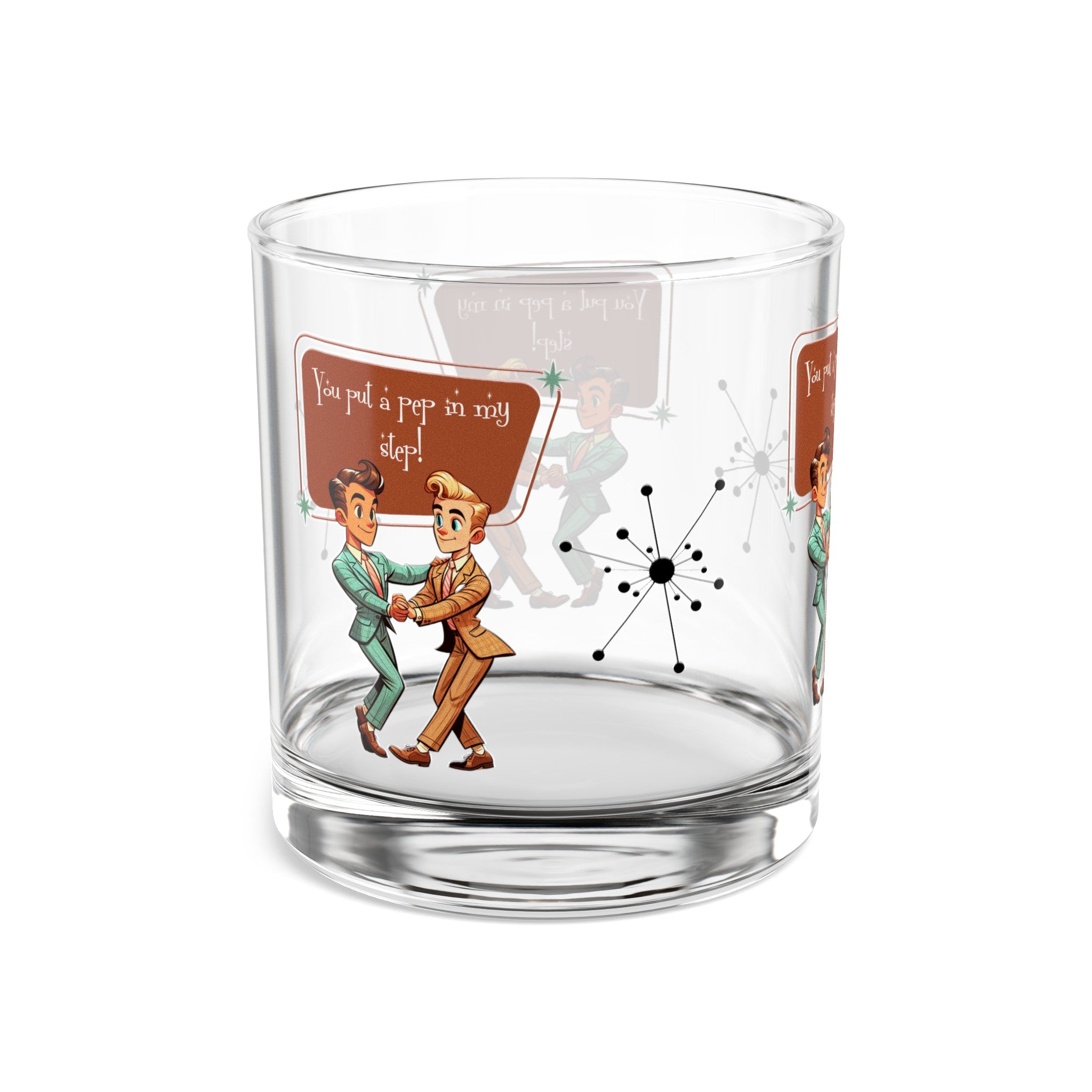 Mid Century Modern Dapper Gentleman Male Gay Couple, You Put A Pep In My Step Cocktail Rock Glass, 10oz - Mid Century Modern Gal