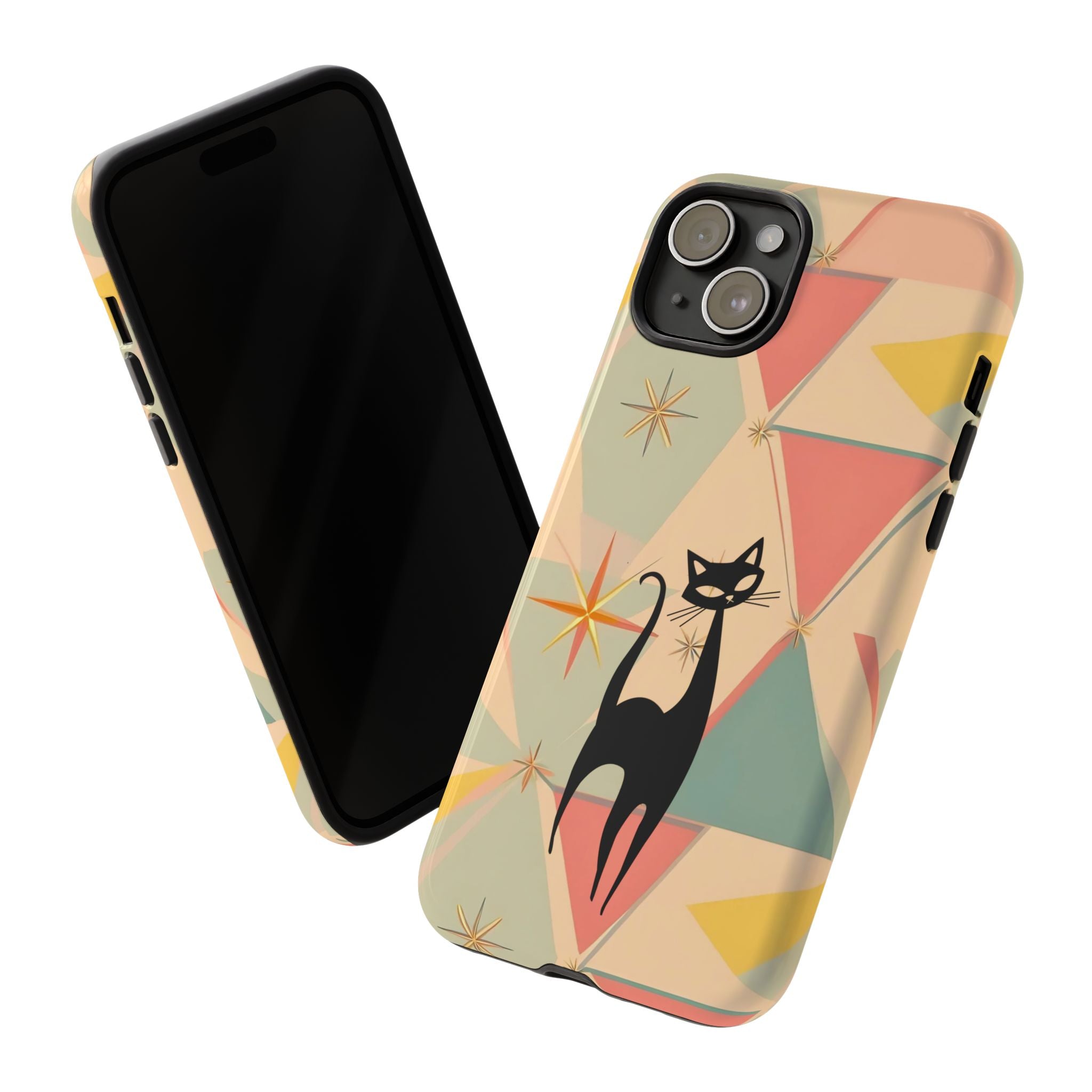 Atomic Cat Mid Mod Retro Cat Phone Case | Tough Cases with Vintage Vibe | Ideal for Cat Lovers