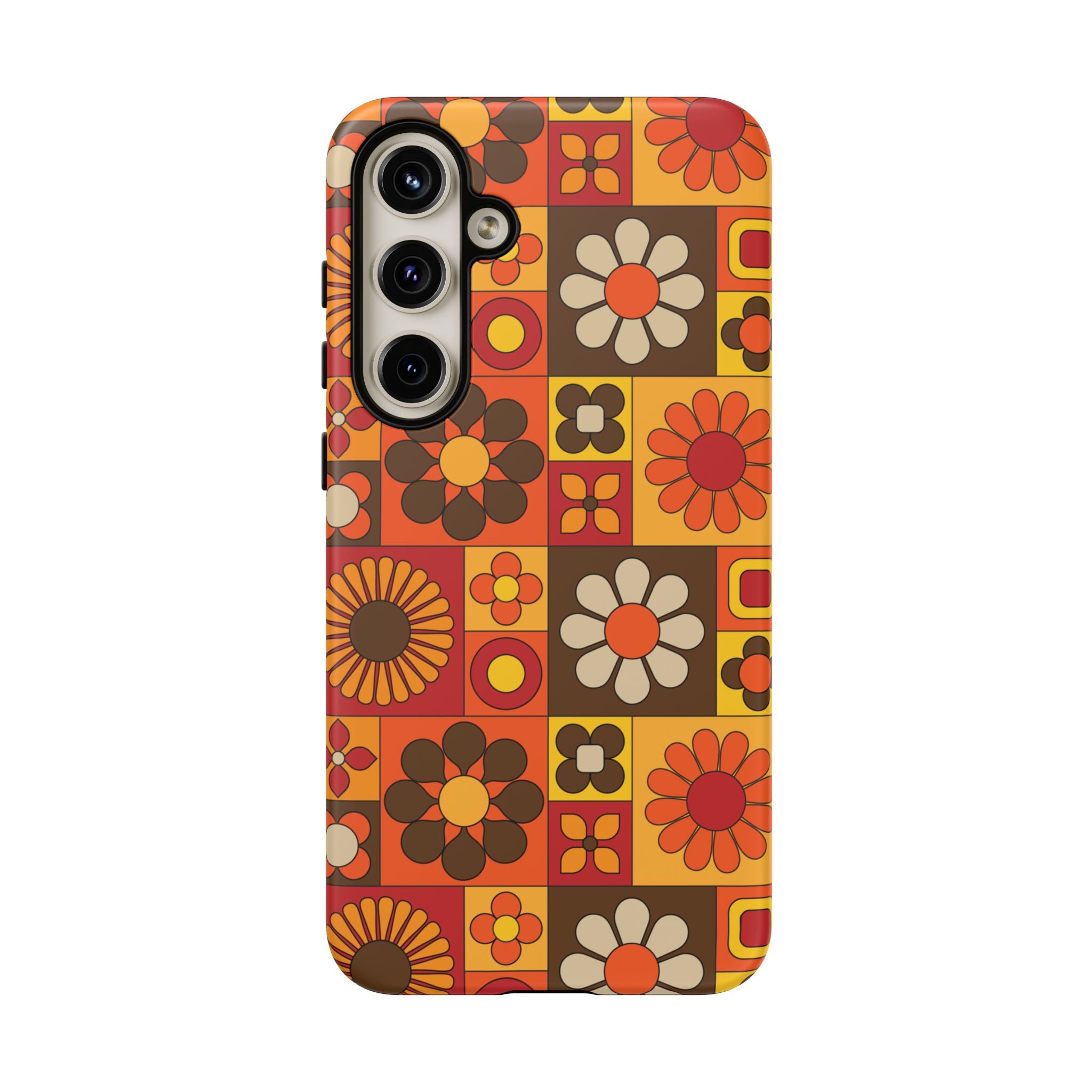 Retro 70s Mid Mod Floral Phone Case | Tough Cases for Flower Lovers - Mid Century Modern Gal