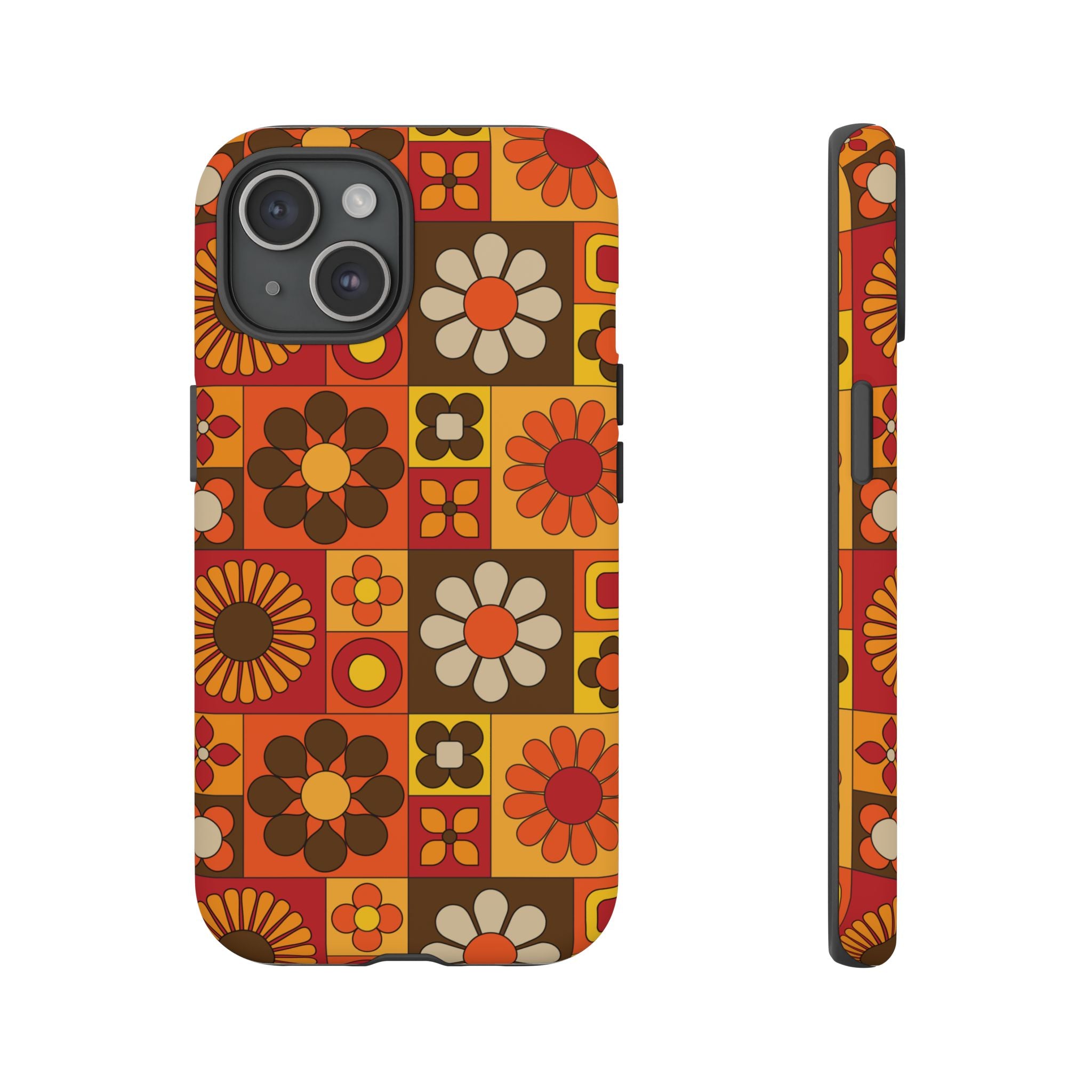 Retro 70s Mid Mod Floral Phone Case | Tough Cases for Flower Lovers - Mid Century Modern Gal