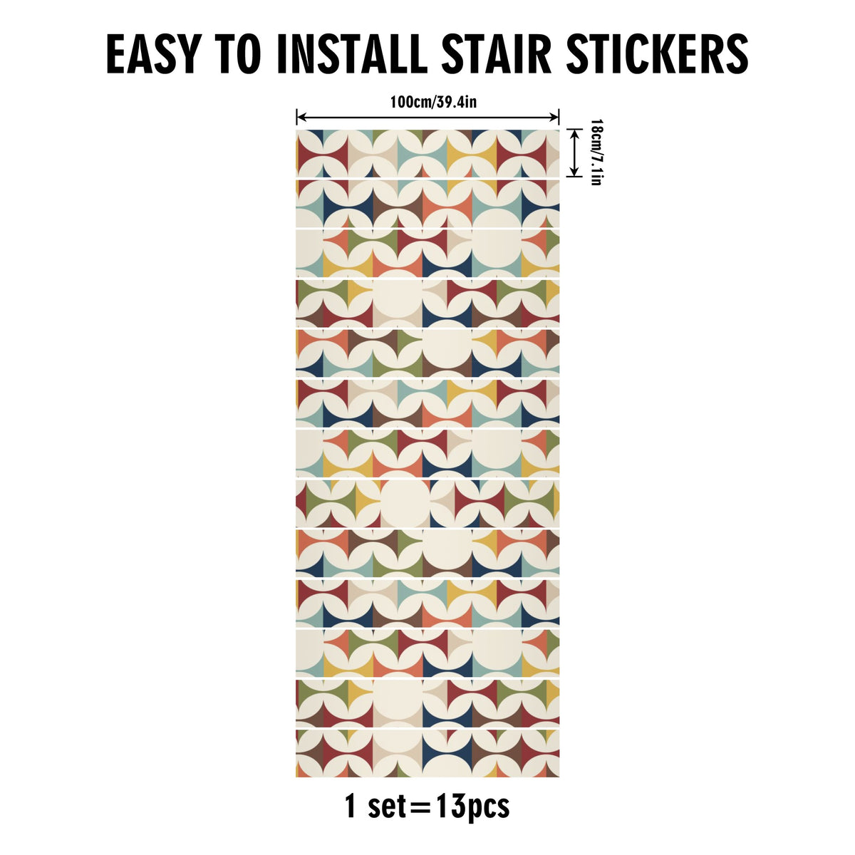 Mid Century Modern Scandinavian Designed Removeable Stair Riser Peel And Stick - Mid Century Modern Gal
