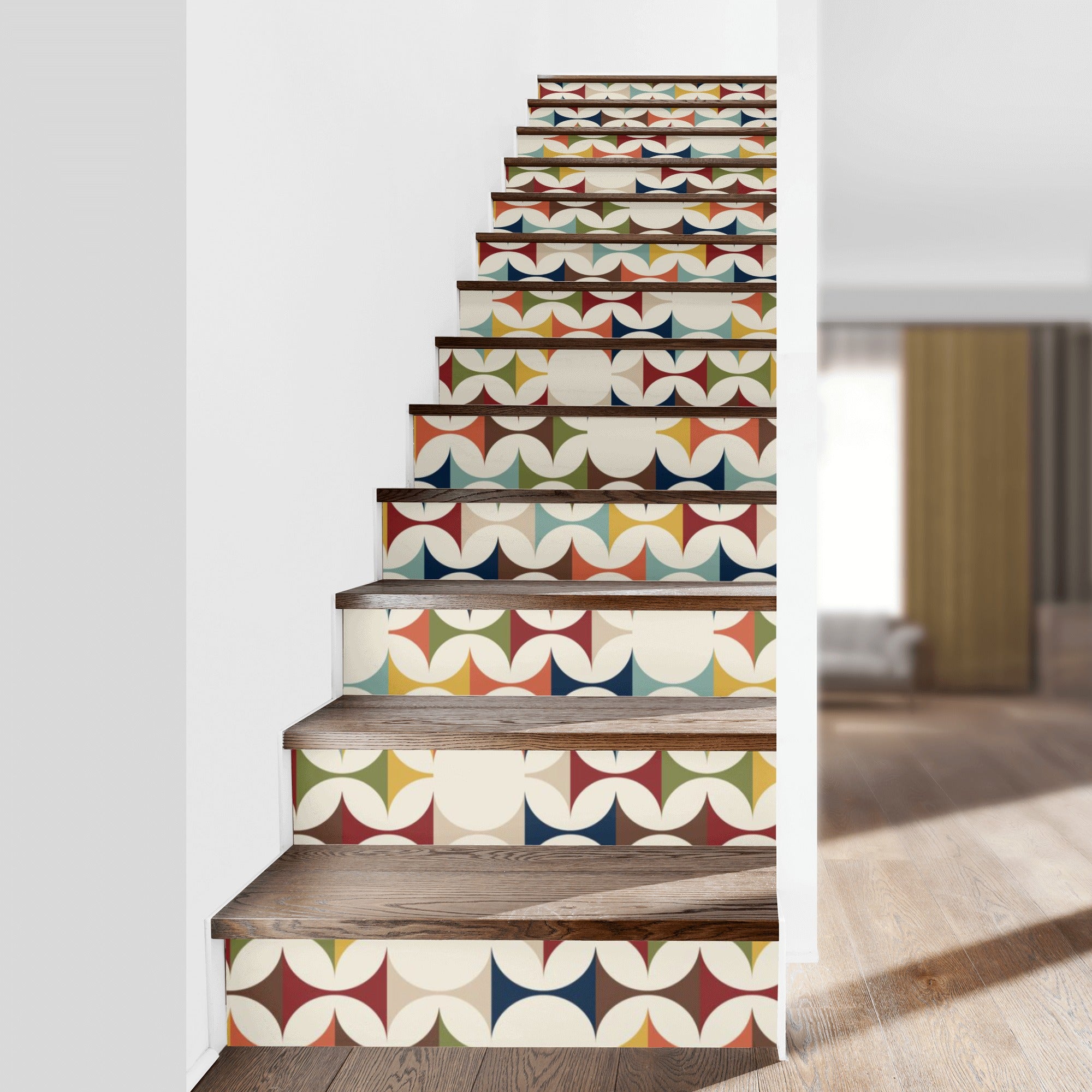 Mid Century Modern Scandinavian Designed Removeable Stair Riser Peel And Stick - Mid Century Modern Gal