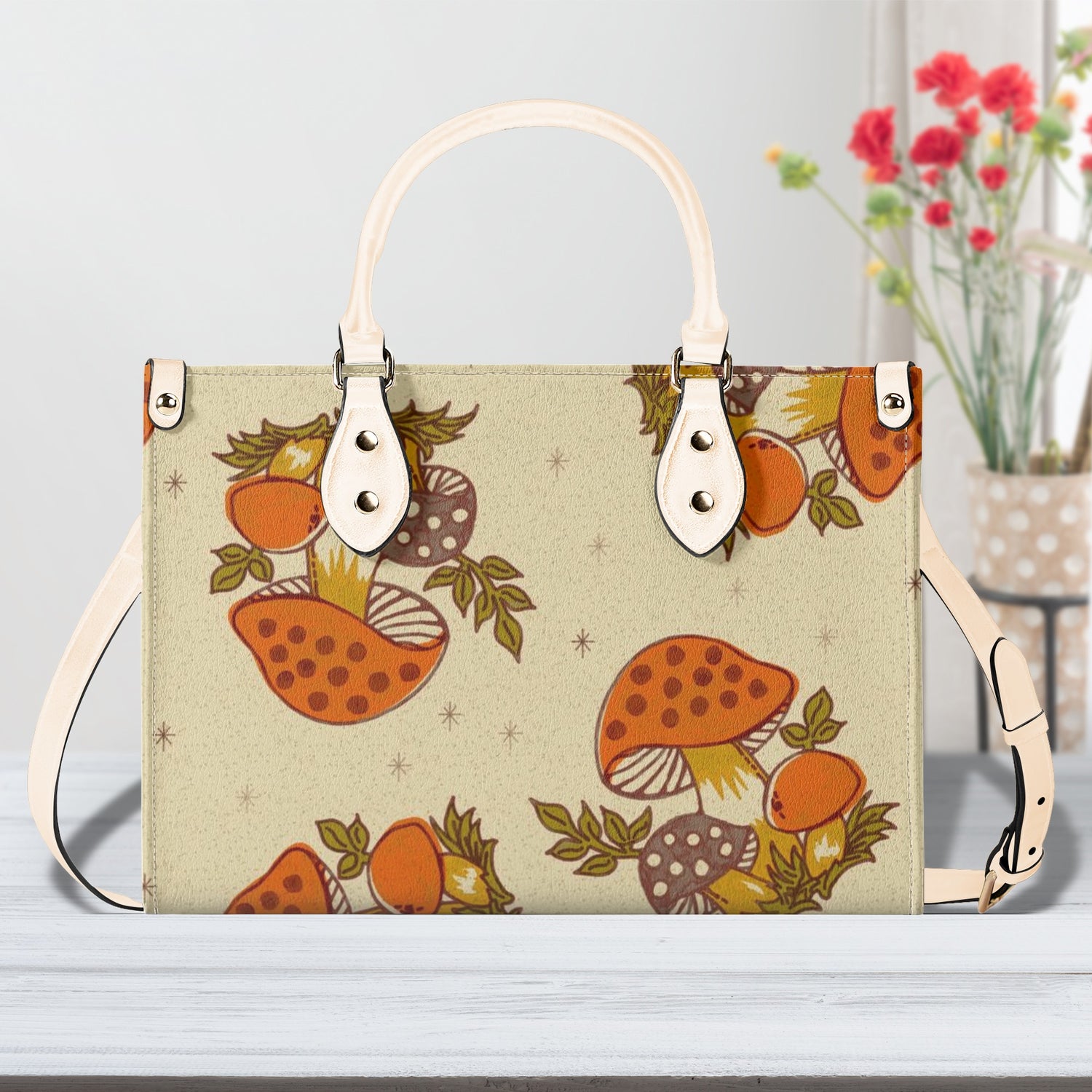Vintage 70s Merry Mushroom Handbag, Groovy Cottagecore, Retro Hipster Bag - Mid Century Modern Gal