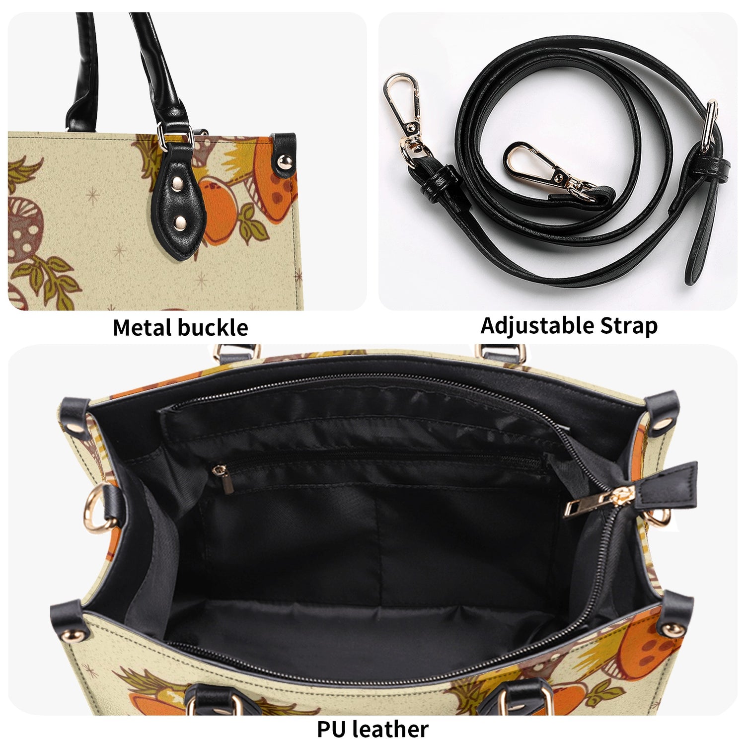 Vintage 70s Merry Mushroom Handbag, Groovy Cottagecore, Retro Hipster Bag - Mid Century Modern Gal