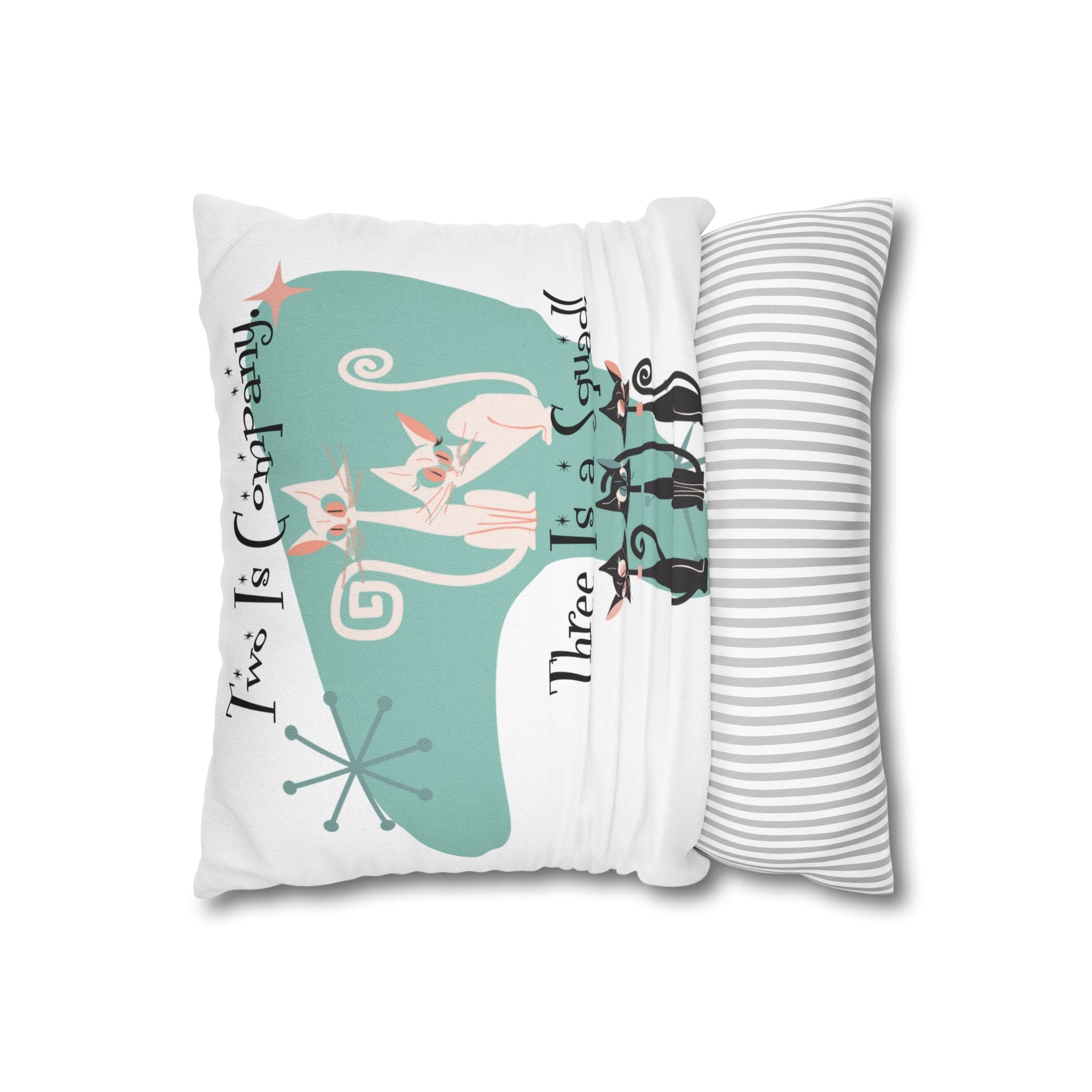 Atomic Kitschy Cats, Mid Mod Boomerang Family Co-worker Bestie Gifts Pillow Cover - Mid Century Modern Gal