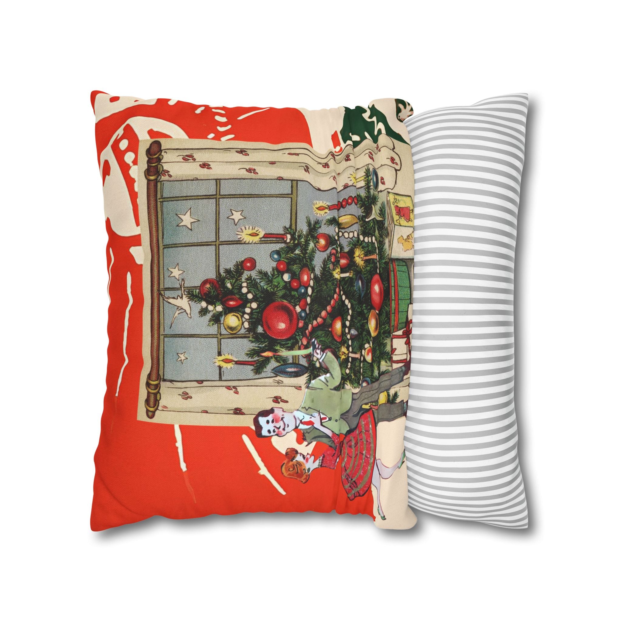 Vintage Kitschy Christmas 50s Couple, Mid Century Modern Holiday Pillow Cover - Mid Century Modern Gal