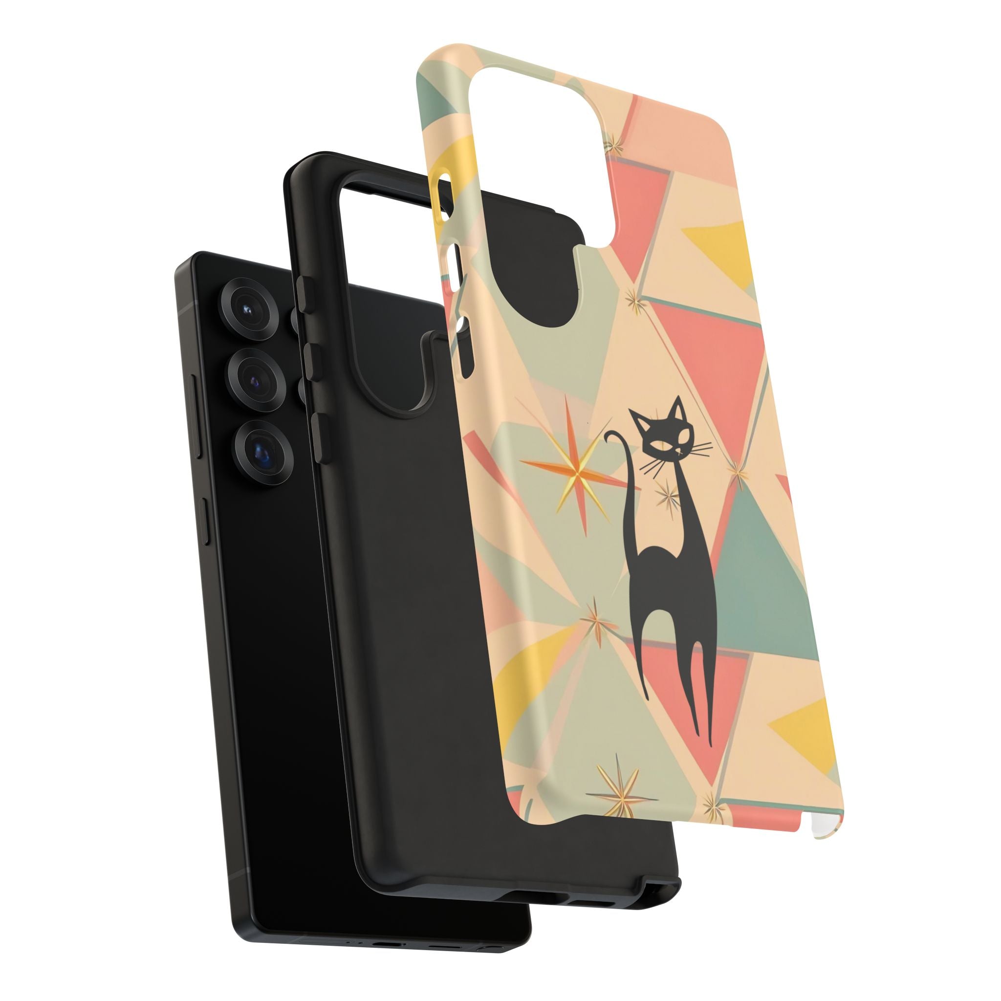 Atomic Cat Mid Mod Retro Cat Phone Case | Tough Cases with Vintage Vibe | Ideal for Cat Lovers