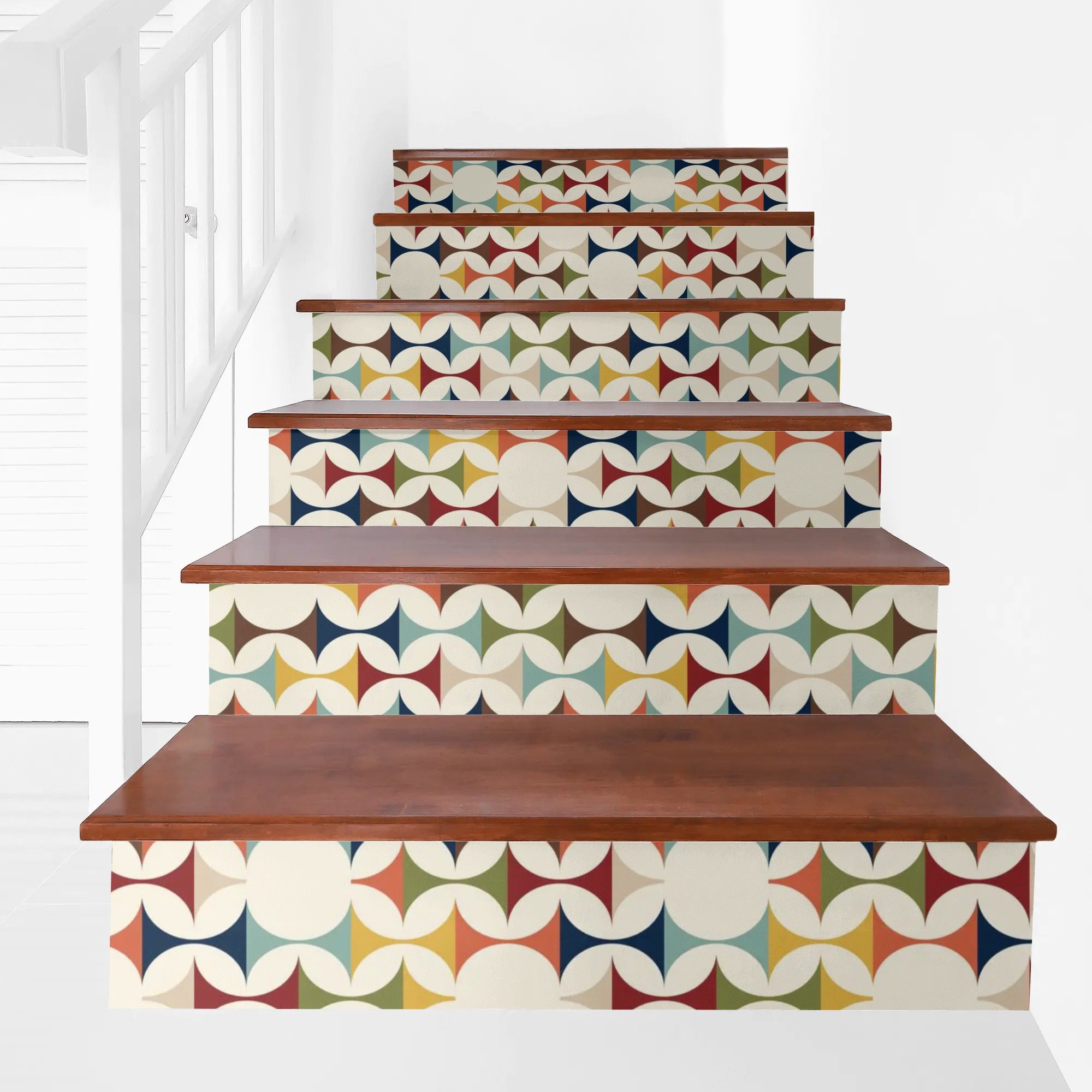 Mid Mod Scandinavian Geometric Designed 6Pcs Stairs Stickers - Mid Century Modern Gal