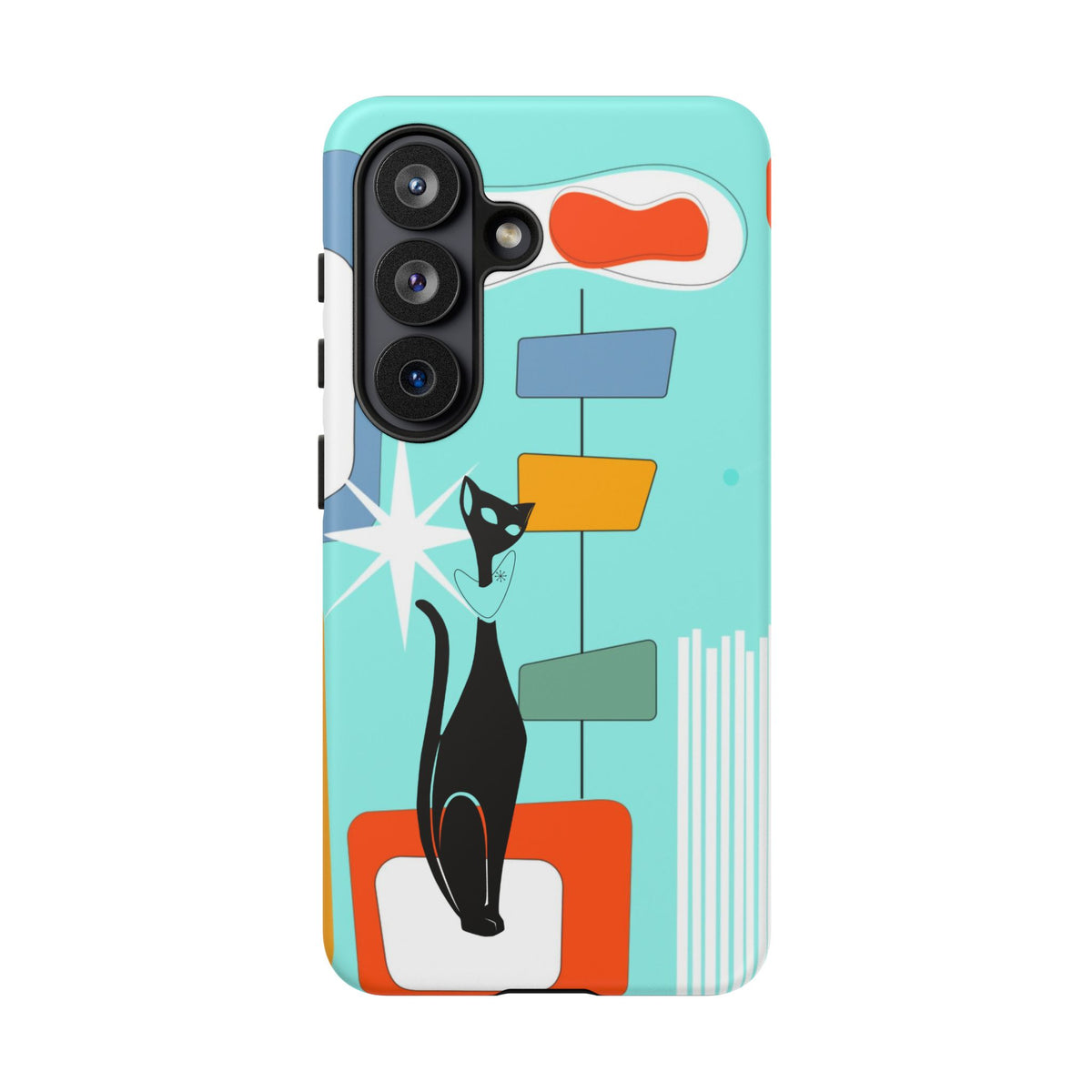 Atomic Cat, Mid Mod Aqua Blue, Geometric, Samsung, Google Pixel, Apple iPhone Tough Cases