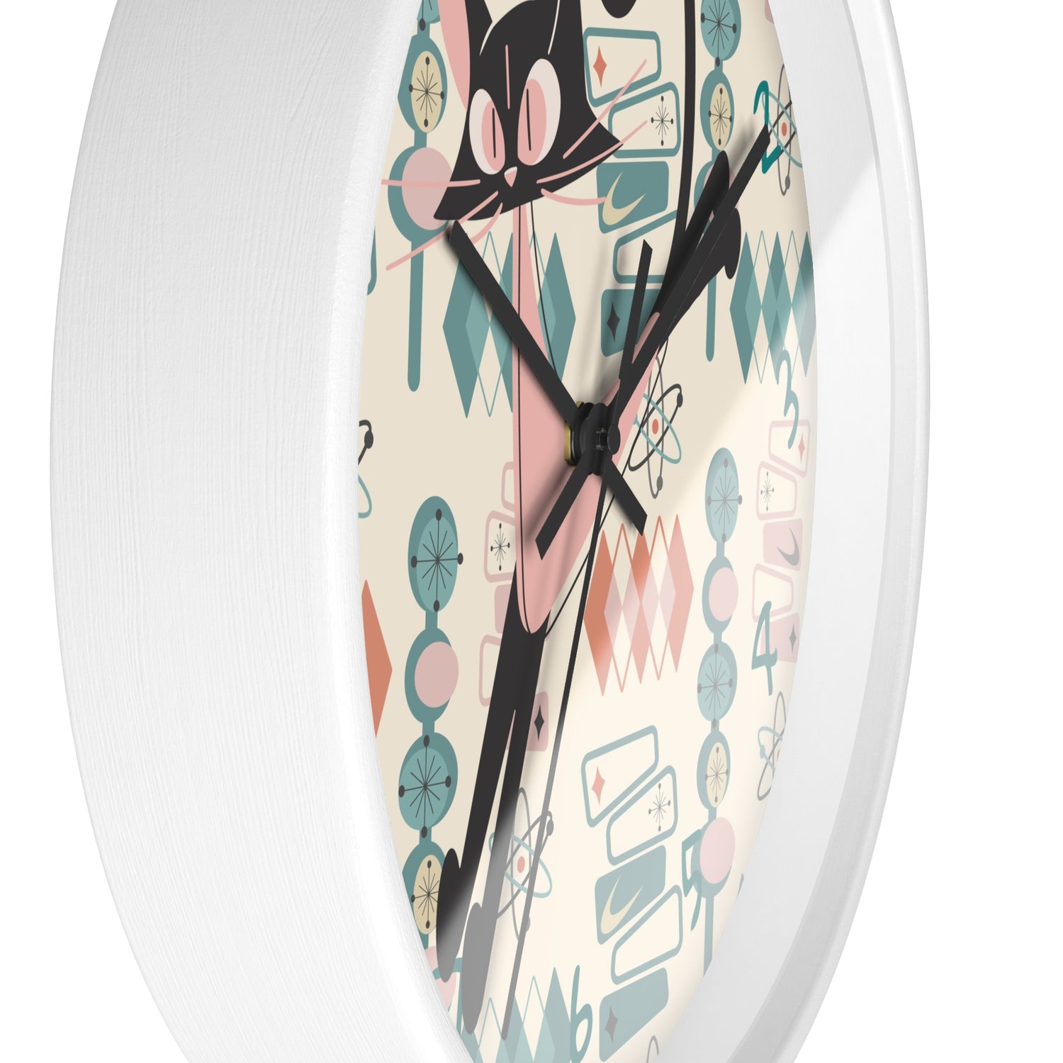 Atomic Cat Wall Clock, Mid Century Modern Kitschy Kitchen, Bedroom Livingroom Clocks - Mid Century Modern Gal