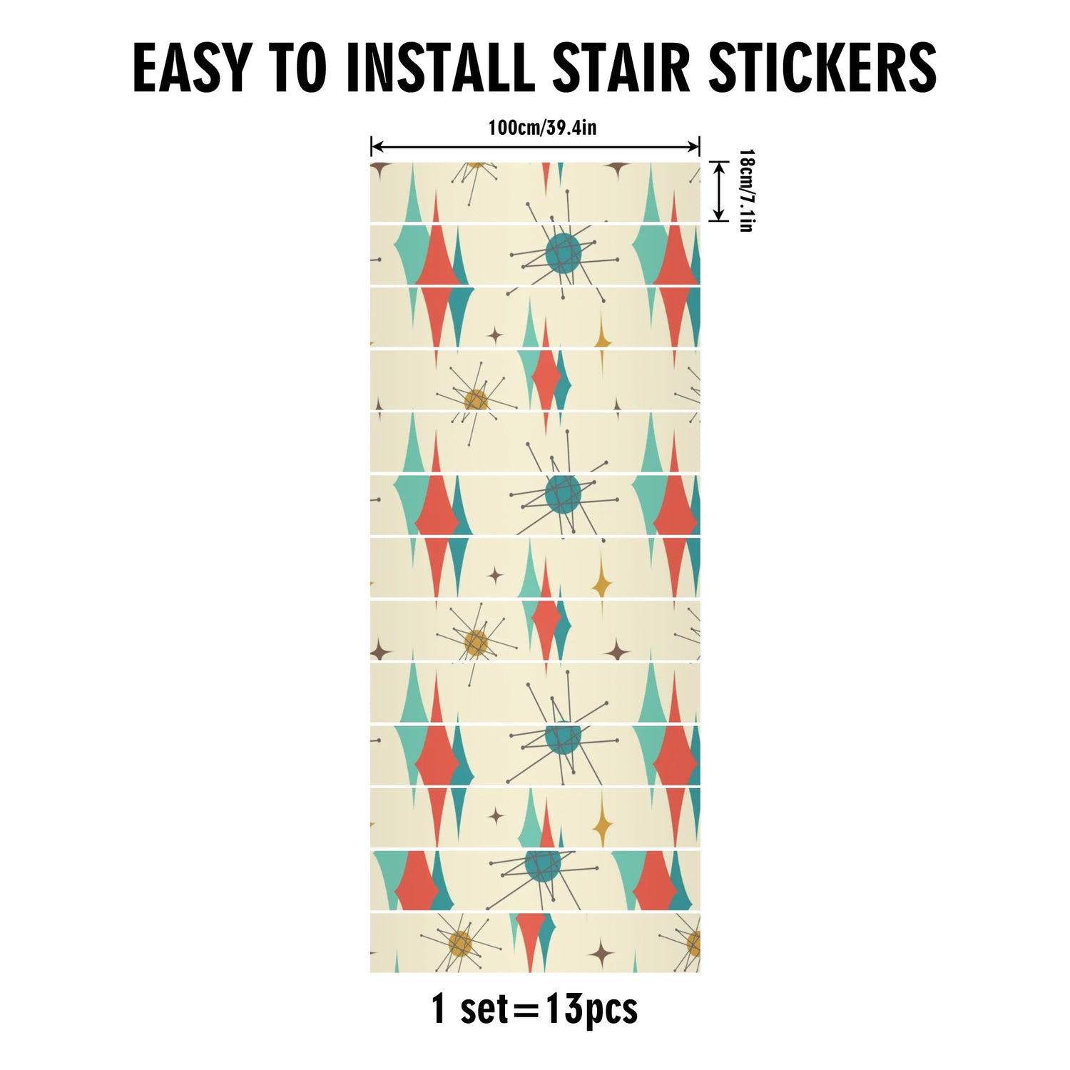 Mid Century Modern Atomic Franciscan MCM 13Pcs Stairs Stickers - Mid Century Modern Gal