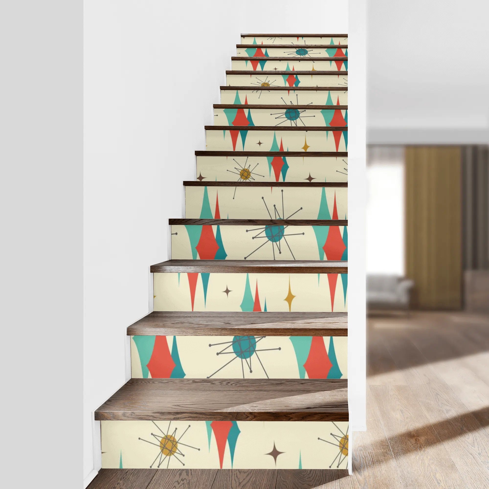 Mid Century Modern Atomic Franciscan MCM 13Pcs Stairs Stickers - Mid Century Modern Gal