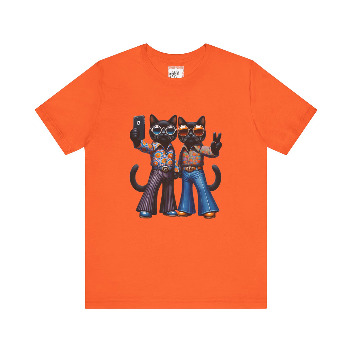 Two Cool Cats, Male Couple, Kitschy Fun Selfie Cats Retro Tee - Mid Century Modern Gal