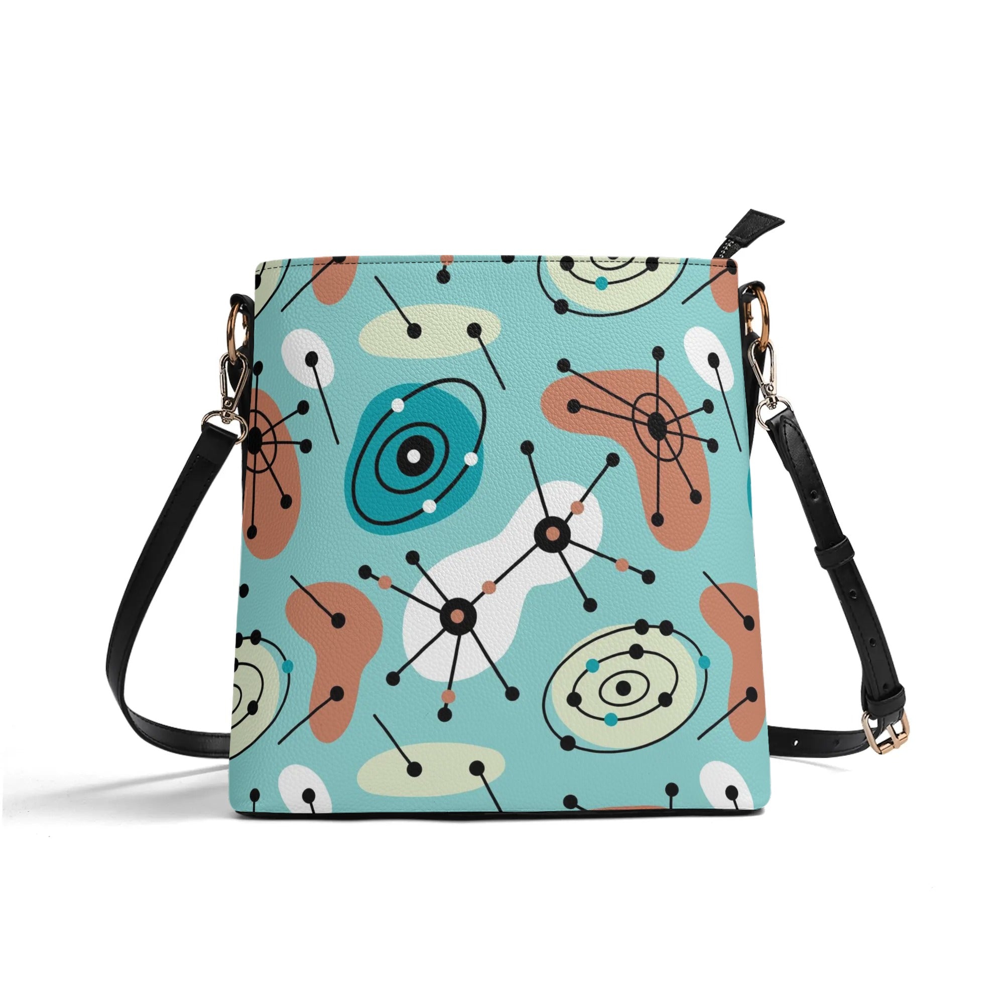 Mid Century Modern Atomic Ameoba Bucket Shoulder Bag - Mid Century Modern Gal