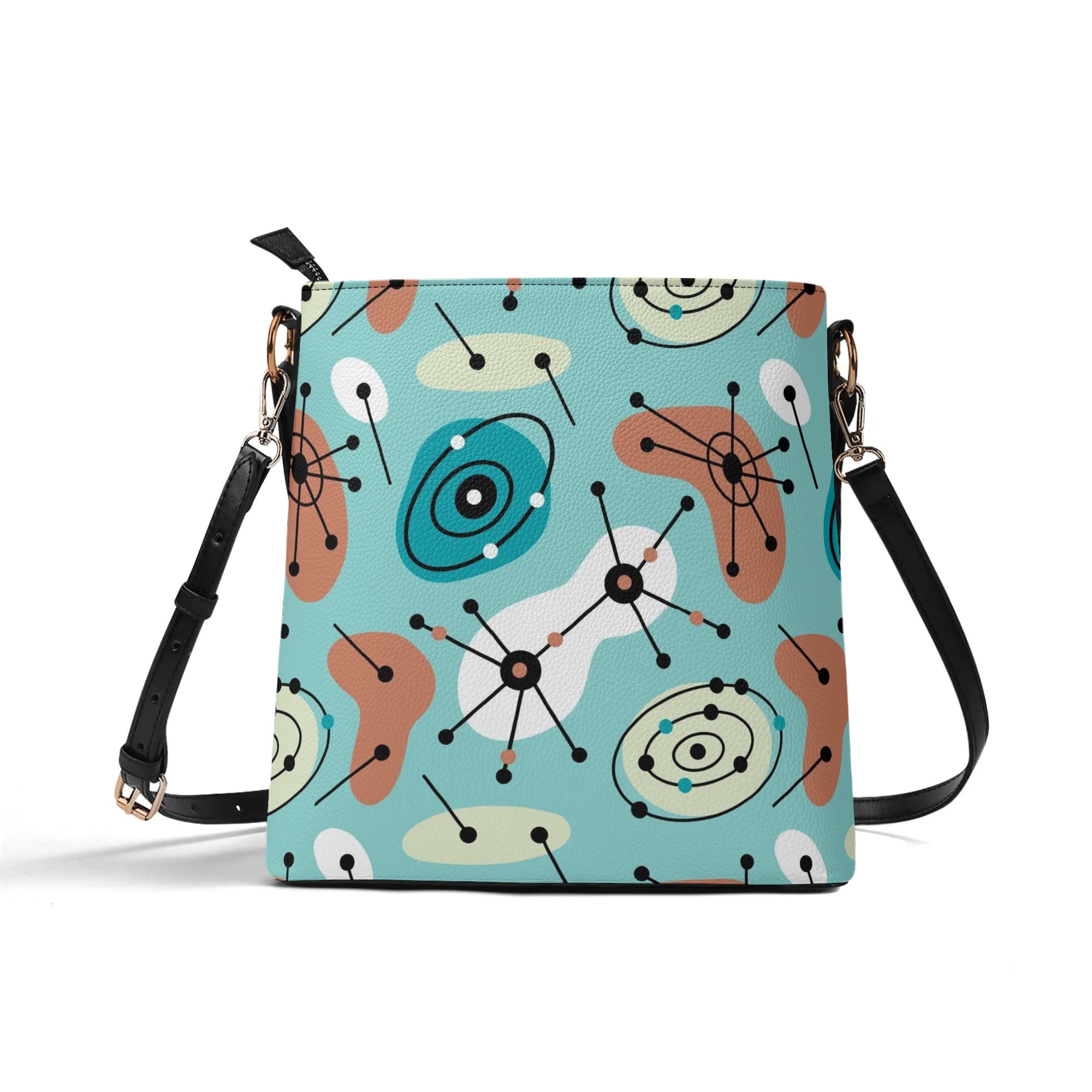 Mid Century Modern Atomic Ameoba Bucket Shoulder Bag - Mid Century Modern Gal