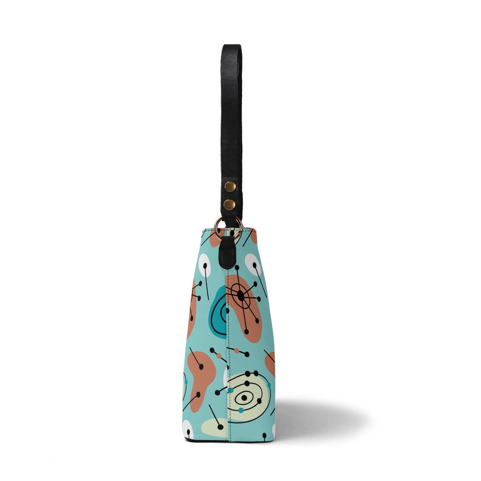 Mid Century Modern Atomic Ameoba Bucket Shoulder Bag - Mid Century Modern Gal