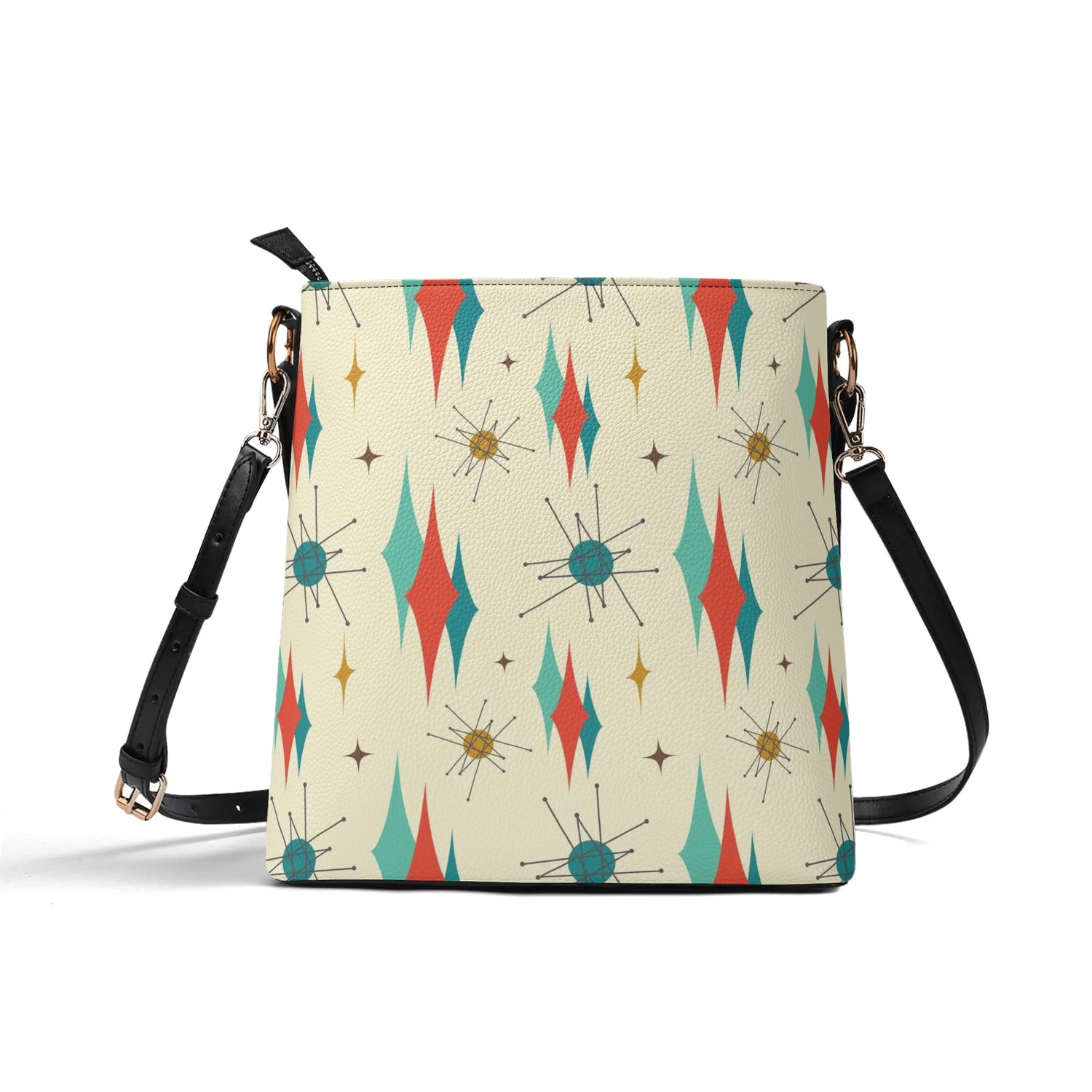 Mid Century Modern Atomic Cat Franciscan Starburst Mid Mod Bucket Bag - Mid Century Modern Gal