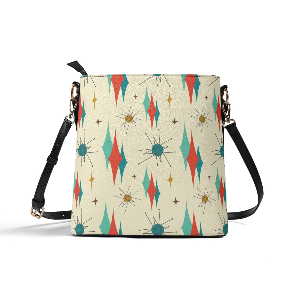 Mid Century Modern Atomic Cat Franciscan Starburst Mid Mod Bucket Bag - Mid Century Modern Gal