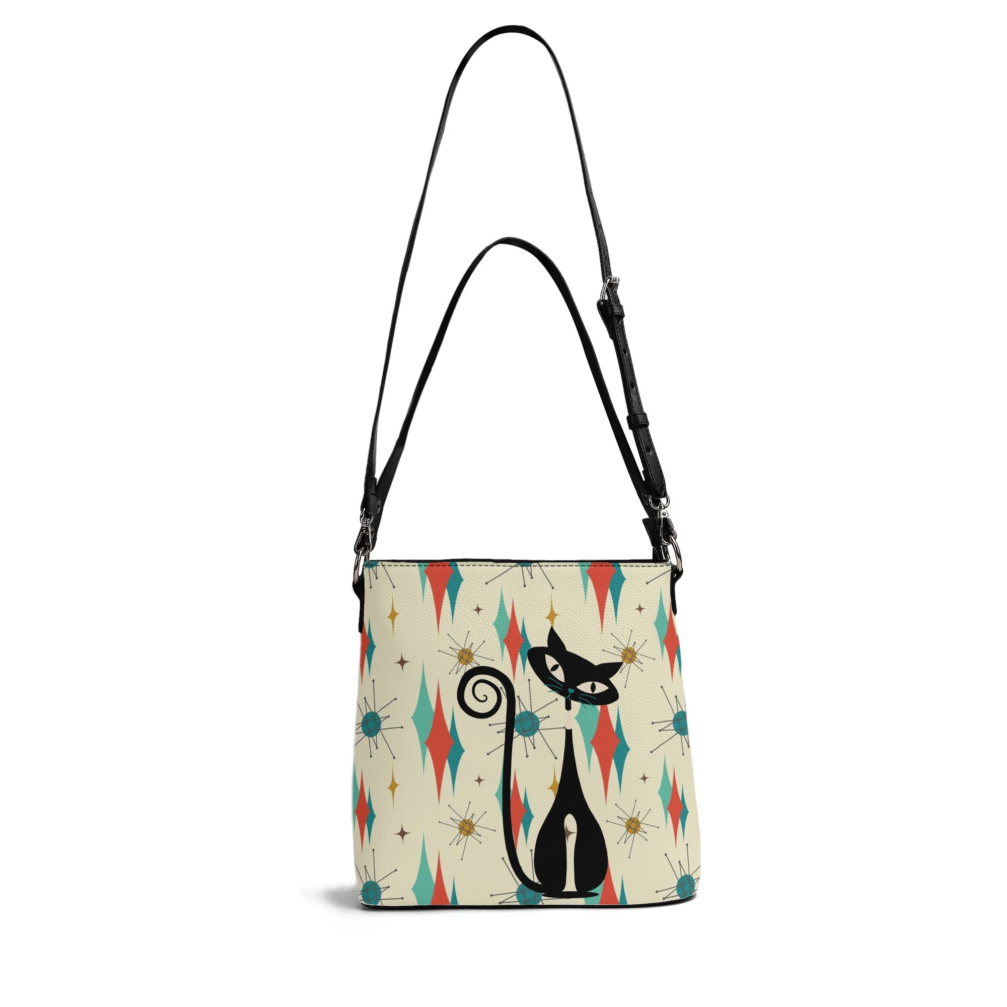 Mid Century Modern Atomic Cat Franciscan Starburst Mid Mod Bucket Bag - Mid Century Modern Gal