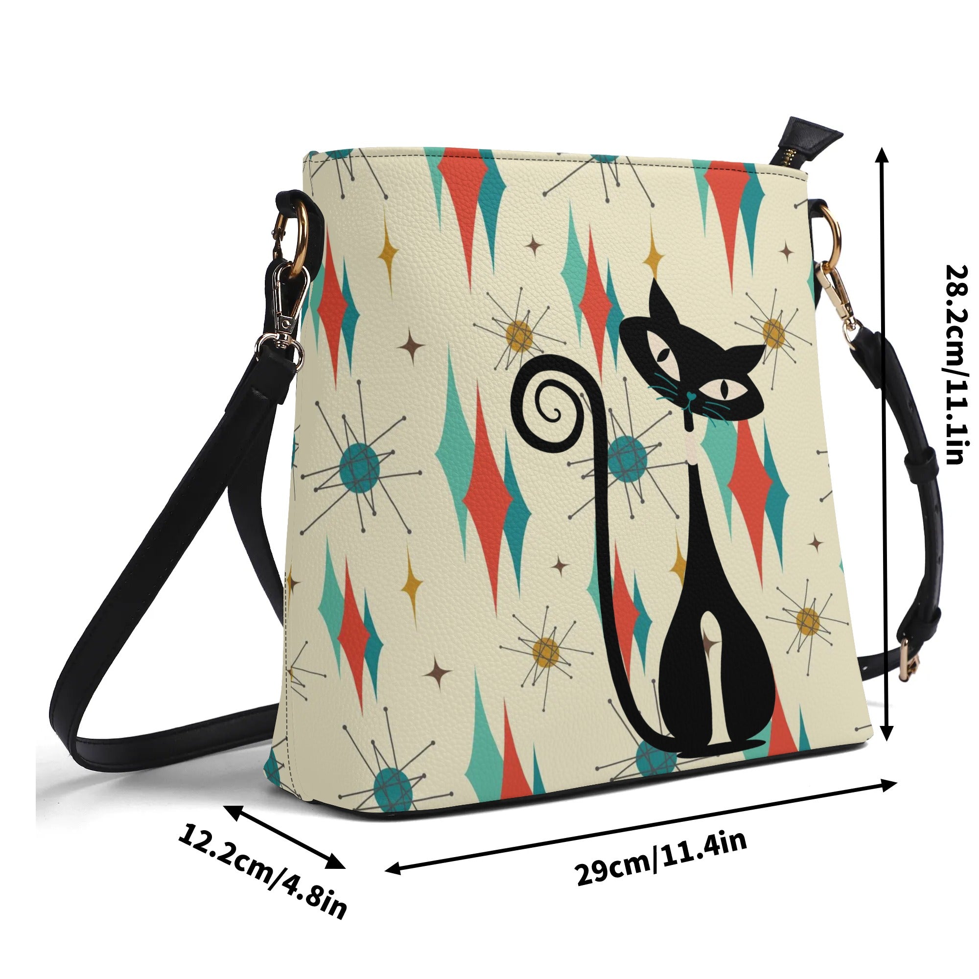 Mid Century Modern Atomic Cat Franciscan Starburst Mid Mod Bucket Bag - Mid Century Modern Gal