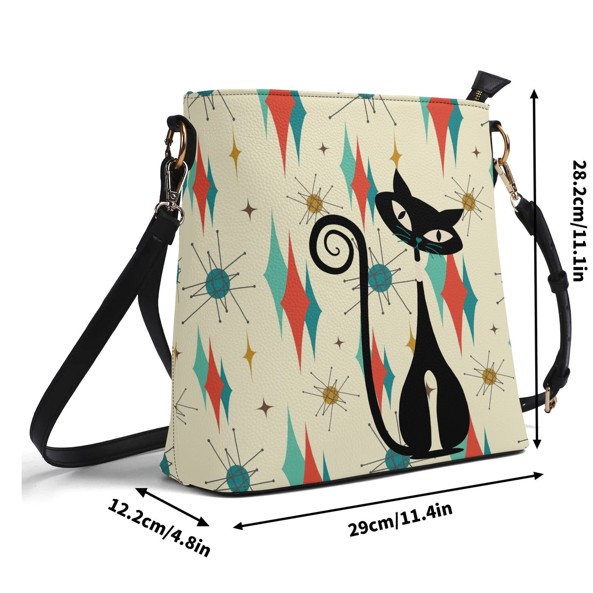 Mid Century Modern Atomic Cat Franciscan Starburst Mid Mod Bucket Bag - Mid Century Modern Gal