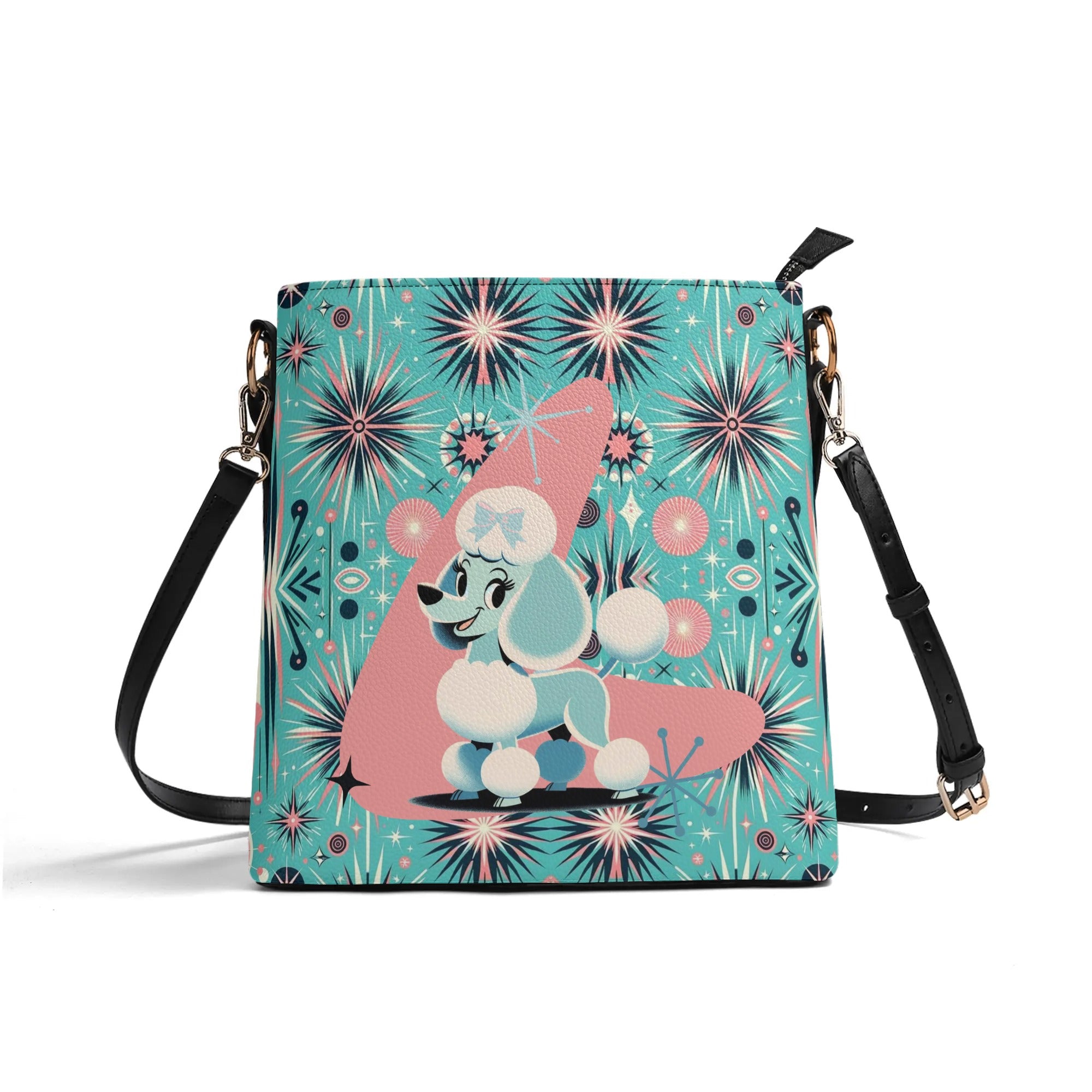 Atomic 50s Mid Mod Poodle Bucket Style Hand Bag - Mid Century Modern Gal