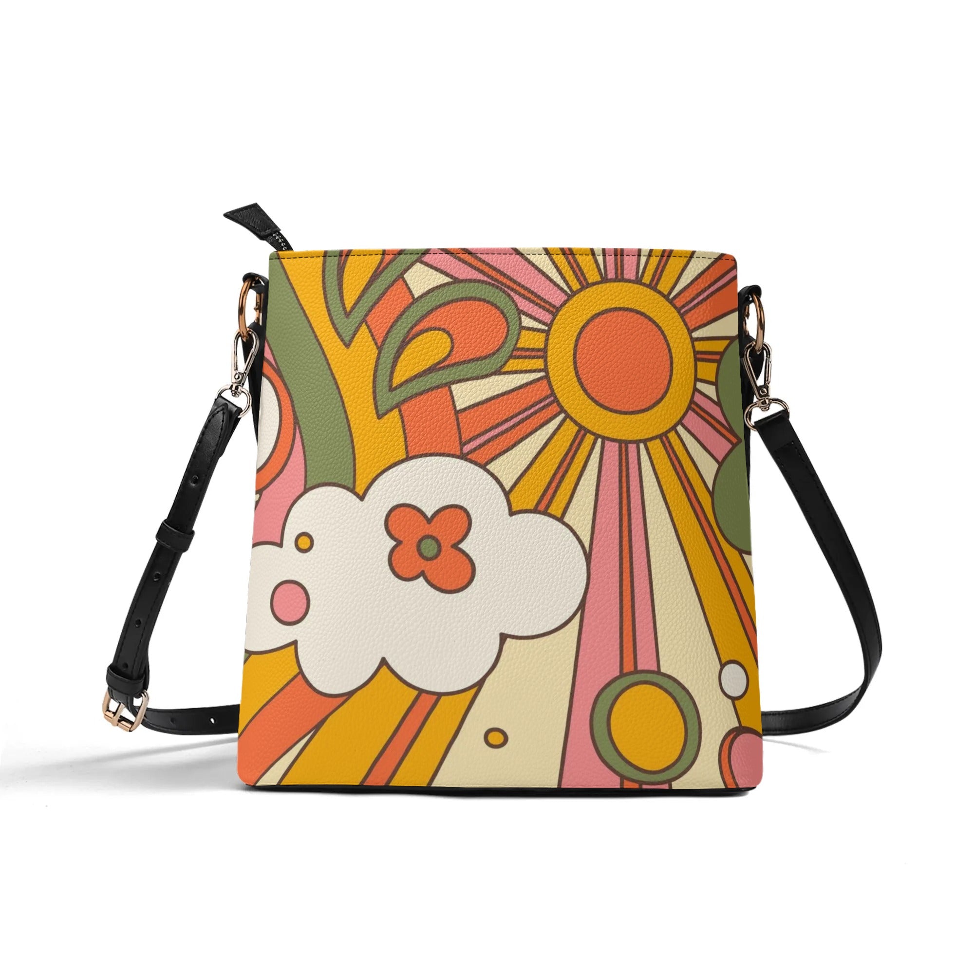 70s Retro Groovy Sunburst Hip Bucket Bag - Mid Century Modern Gal