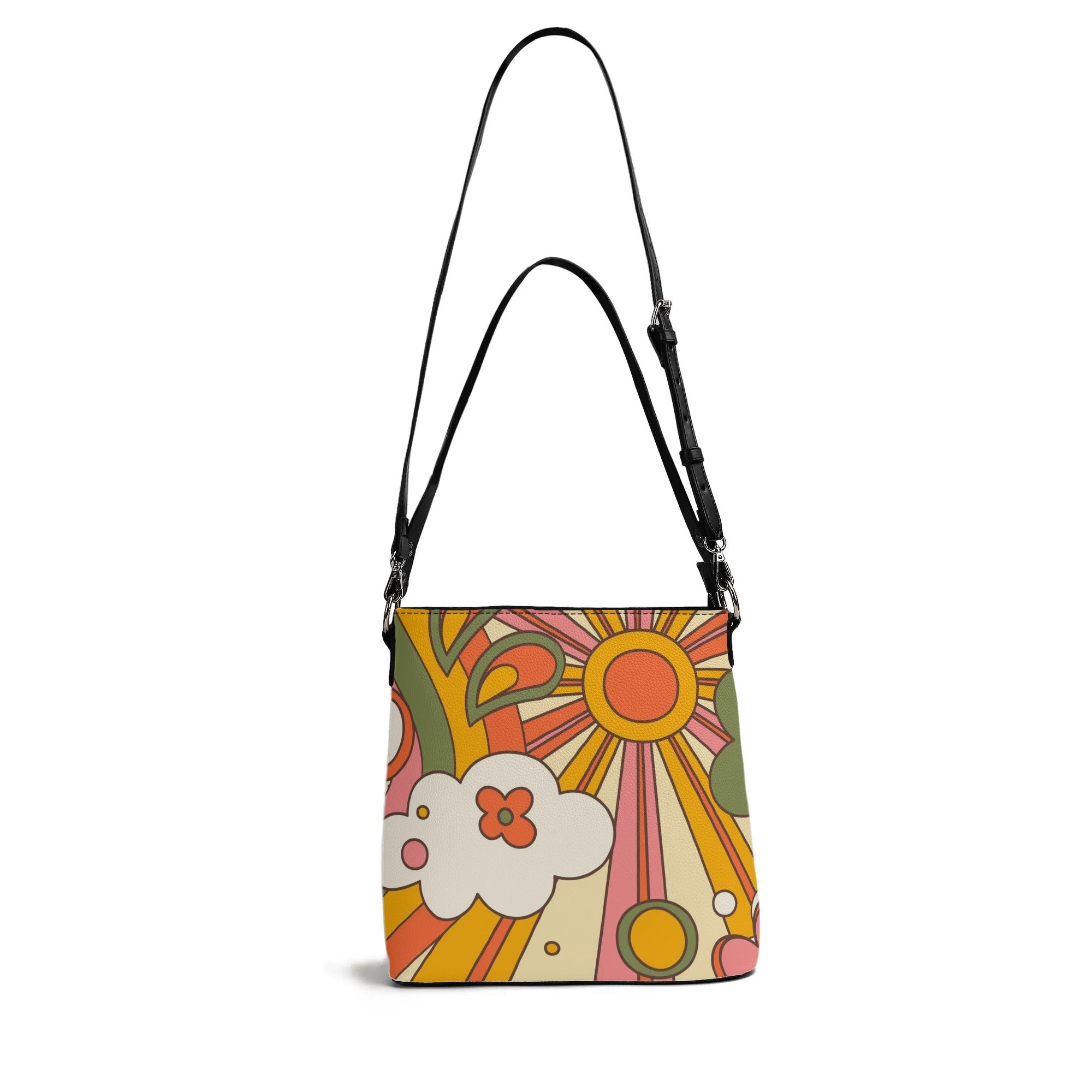 70s Retro Groovy Sunburst Hip Bucket Bag - Mid Century Modern Gal