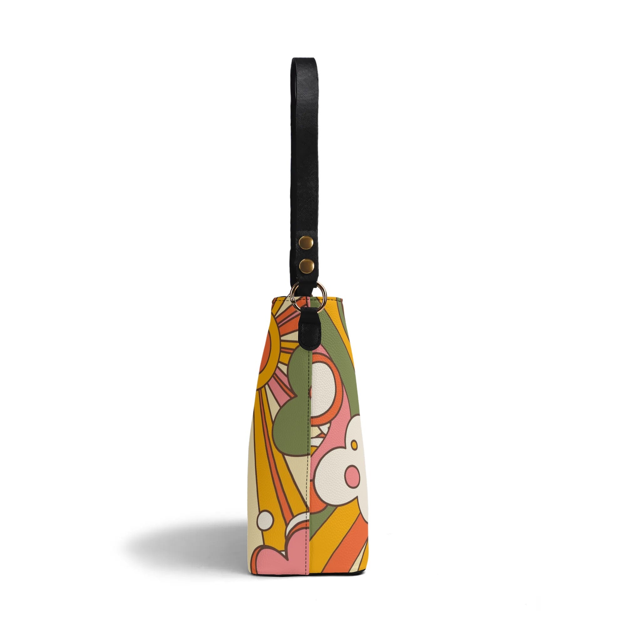 70s Retro Groovy Sunburst Hip Bucket Bag - Mid Century Modern Gal