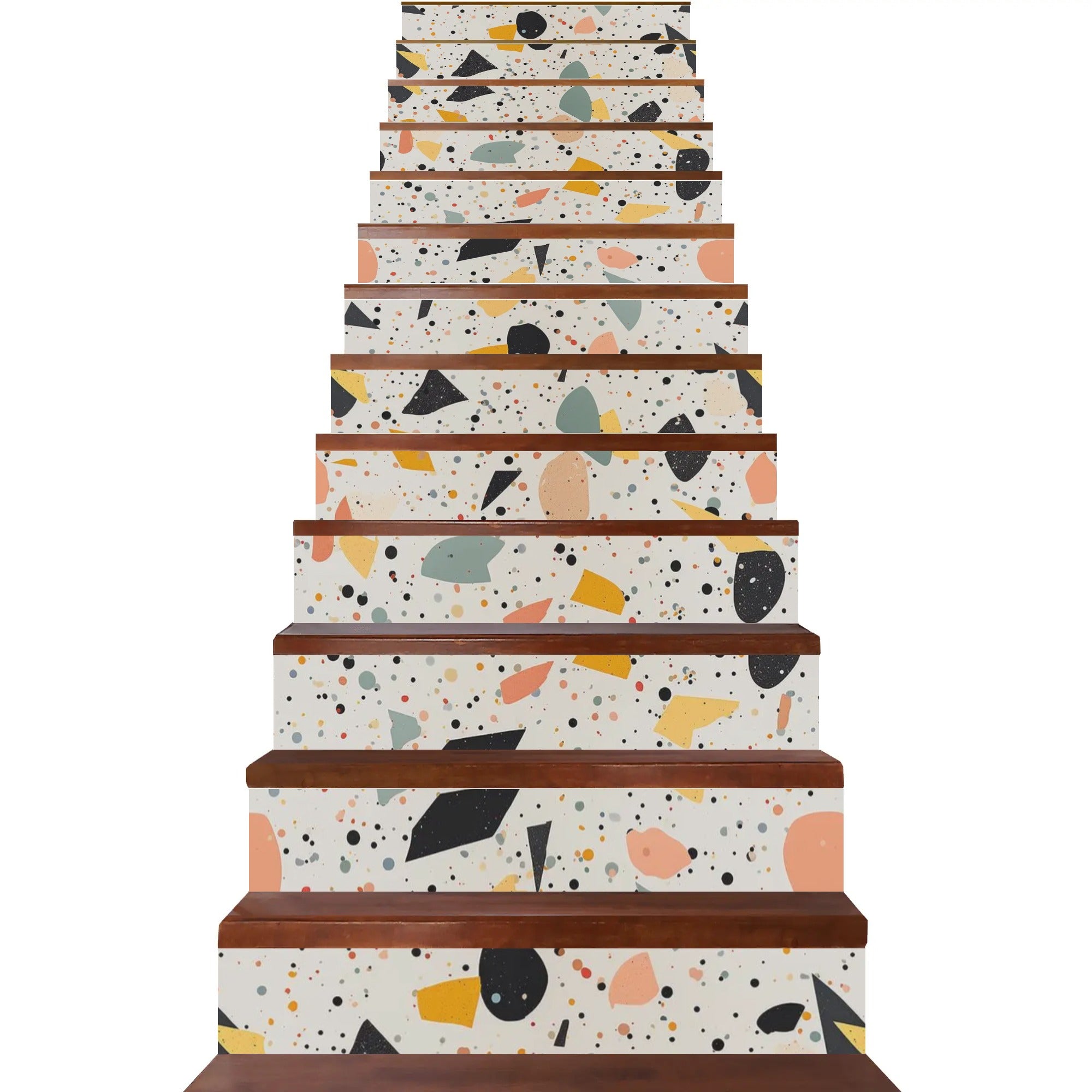 Mid Century Modern Terrazzo Pattern, Retro 13Pcs Stairs Stickers - Mid Century Modern Gal