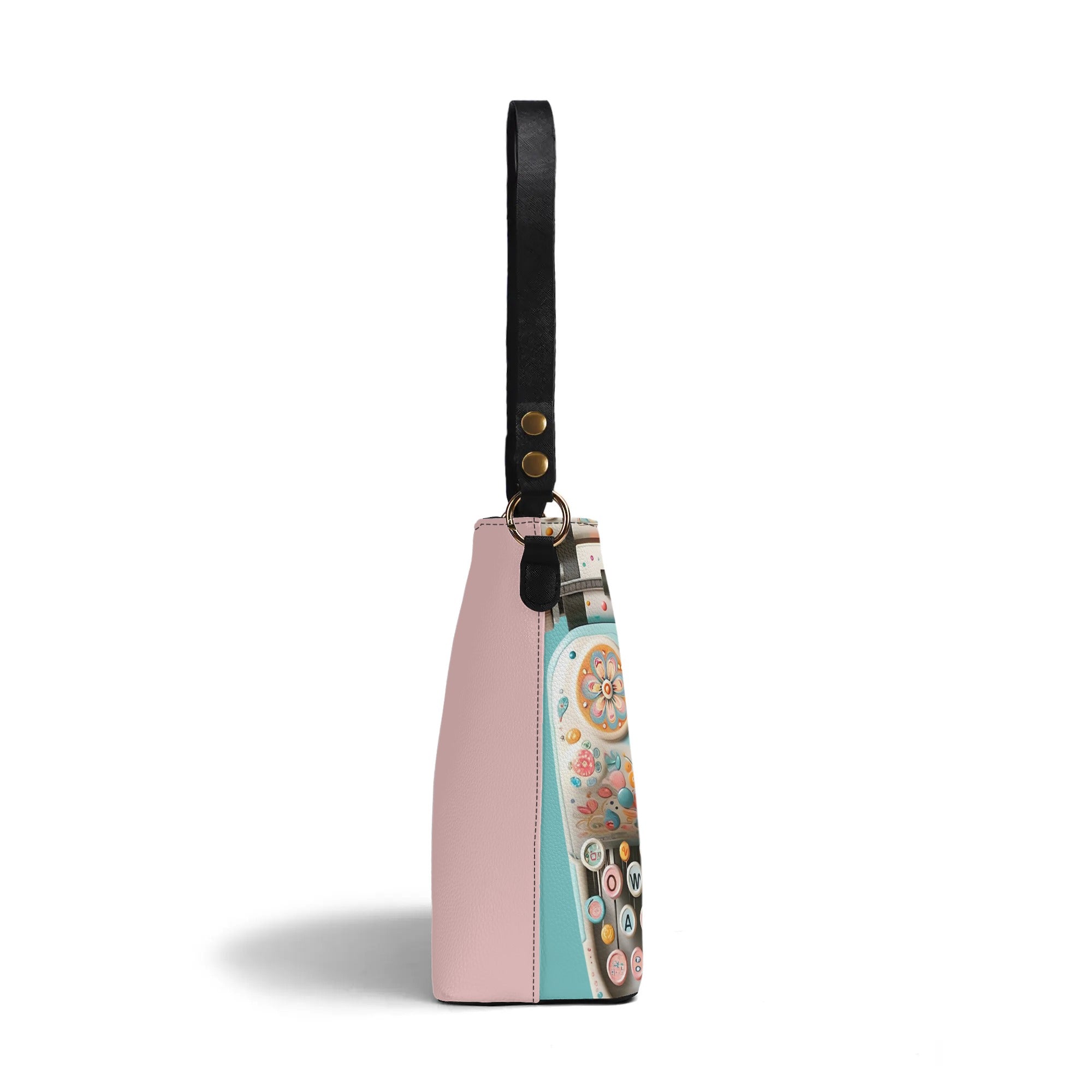 Retro Typewriter Bucket Bag, Shoulder Bag, Kitschy Quirky Fun Womens Handbags - Mid Century Modern Gal