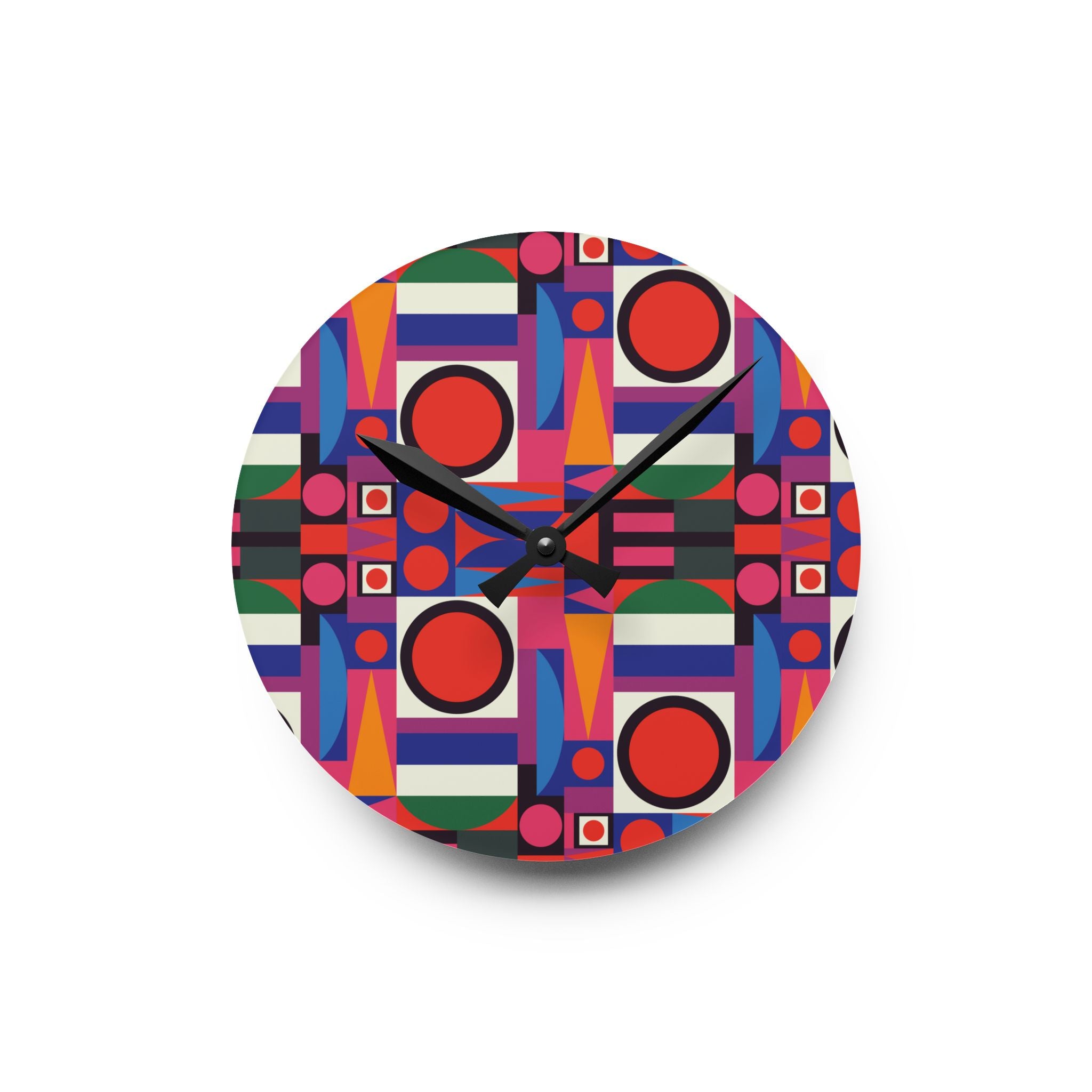 Mid Century Modern Bauhaus Designed Wall Clock Vibrant Geometric Acrylic Wall Clock - Colorful Modern Decor - Mid Century Modern Gal