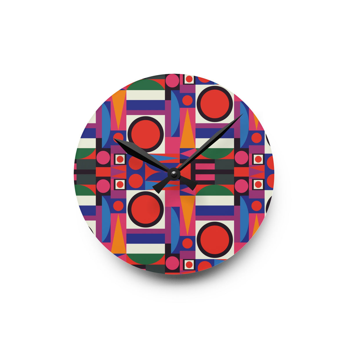 Mid Century Modern Bauhaus Designed Wall Clock Vibrant Geometric Acrylic Wall Clock - Colorful Modern Decor - Mid Century Modern Gal