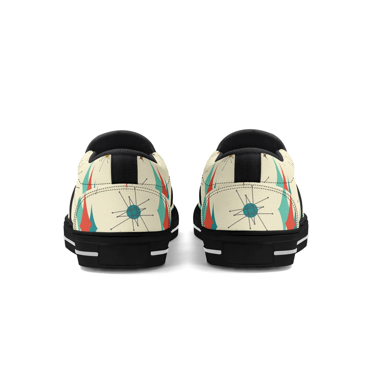 Atomic Cat Mid Mod Franciscan Pattern Kitschy Kicks, WomensSlip On Shoes - Mid Century Modern Gal