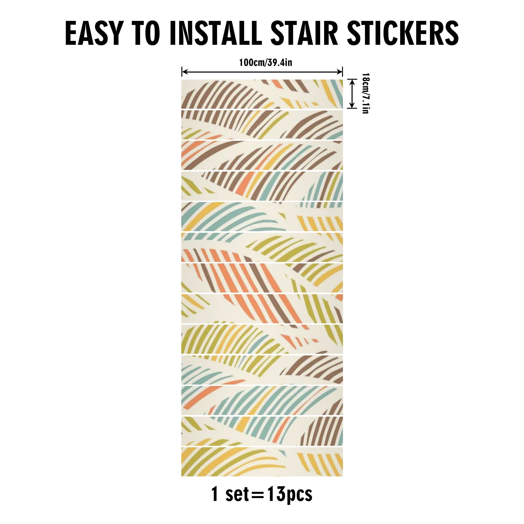 Mid Mod Retro Polynesian Designed Peel And Stick 13Pcs Stairs Stickers - Mid Century Modern Gal
