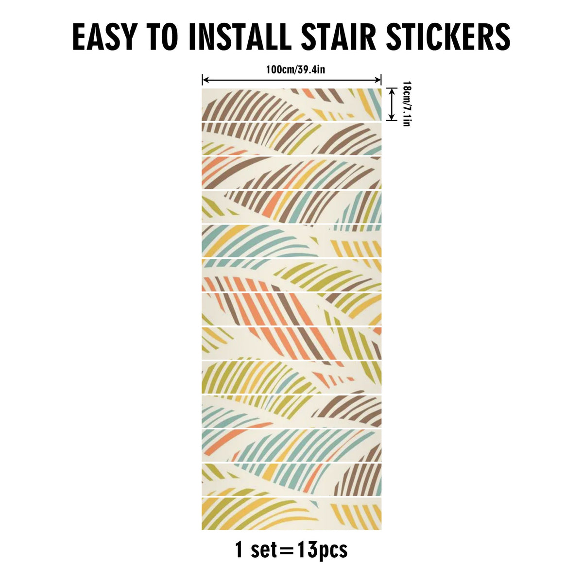 Mid Mod Retro Polynesian Designed Peel And Stick 13Pcs Stairs Stickers - Mid Century Modern Gal
