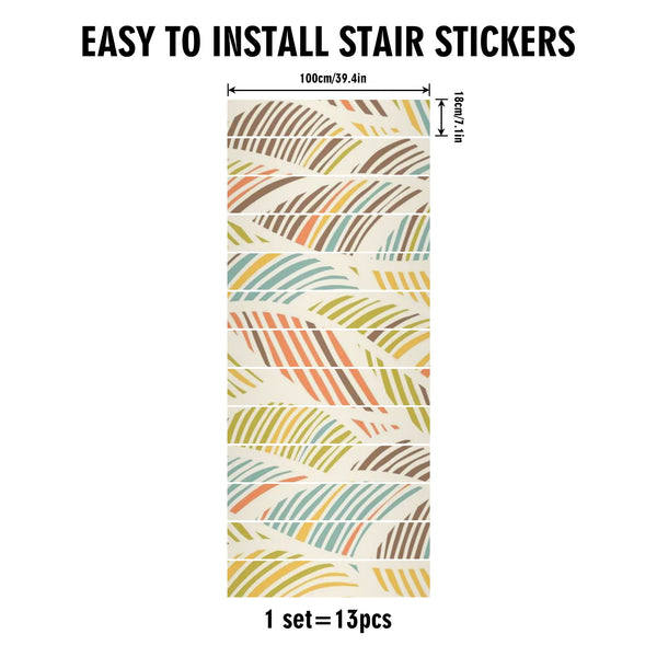 Mid Mod Retro Polynesian Designed Peel And Stick 13Pcs Stairs Stickers