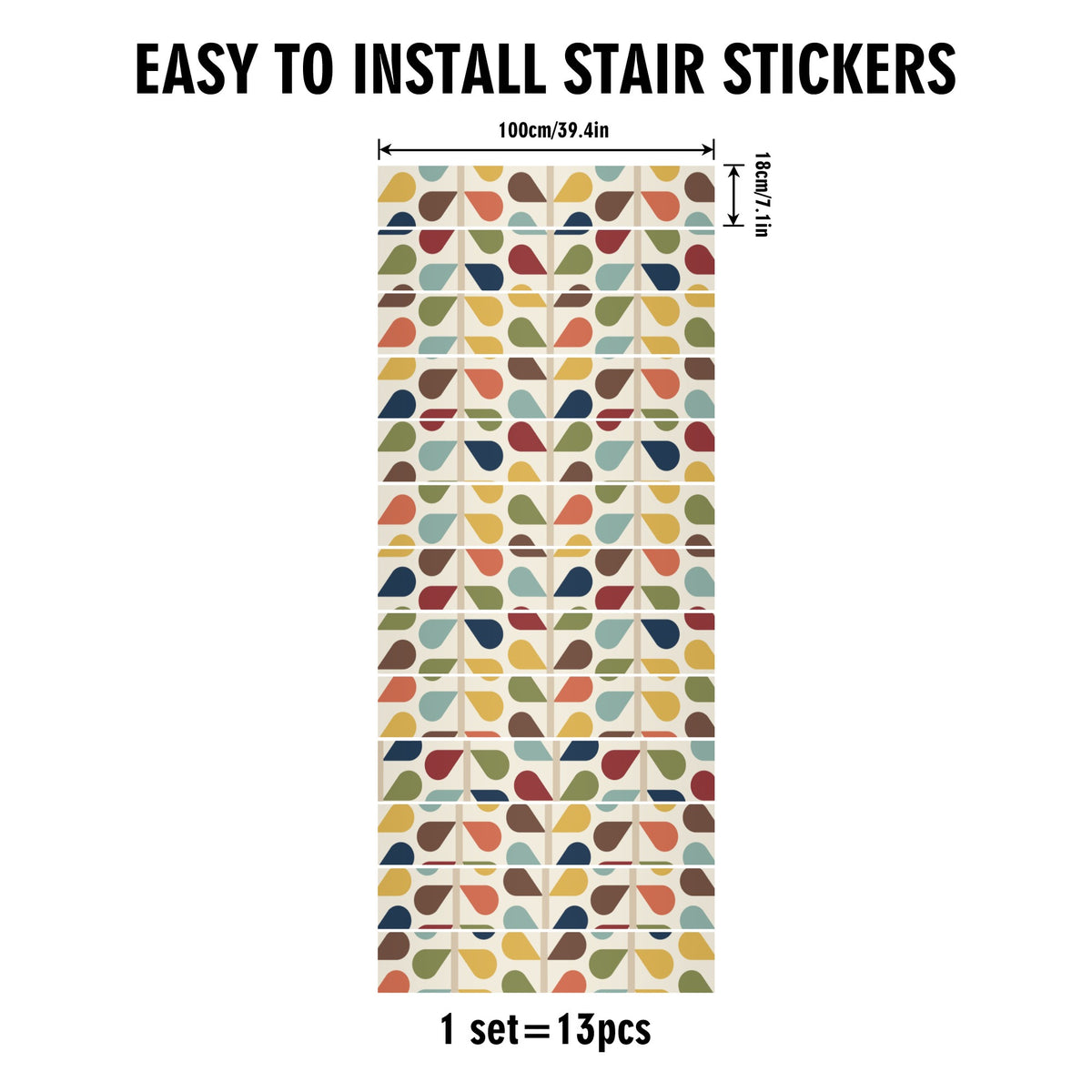 Mid Century Modern Stair Riser Peel And Stick Scandinavian Designed Retro Mod - Mid Century Modern Gal
