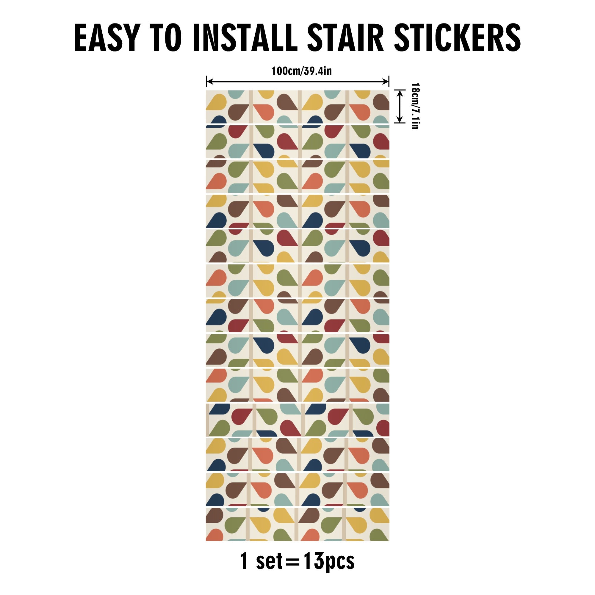 Mid Century Modern Stair Riser Peel And Stick Scandinavian Designed Retro Mod - Mid Century Modern Gal