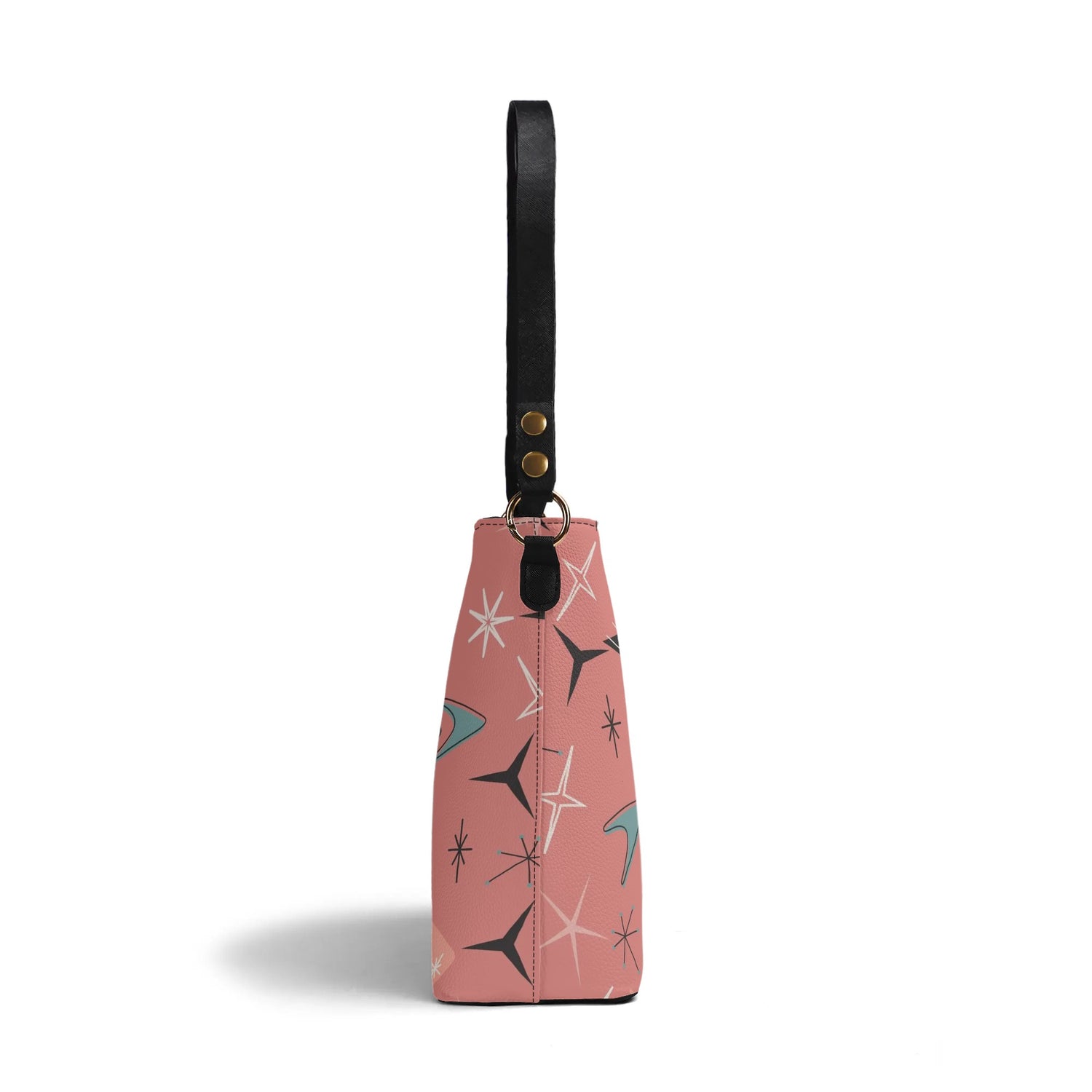 Mid Mod Atomic Cat Summer Coral, Kitschy Fun Trendy Bucket Bag - Mid Century Modern Gal