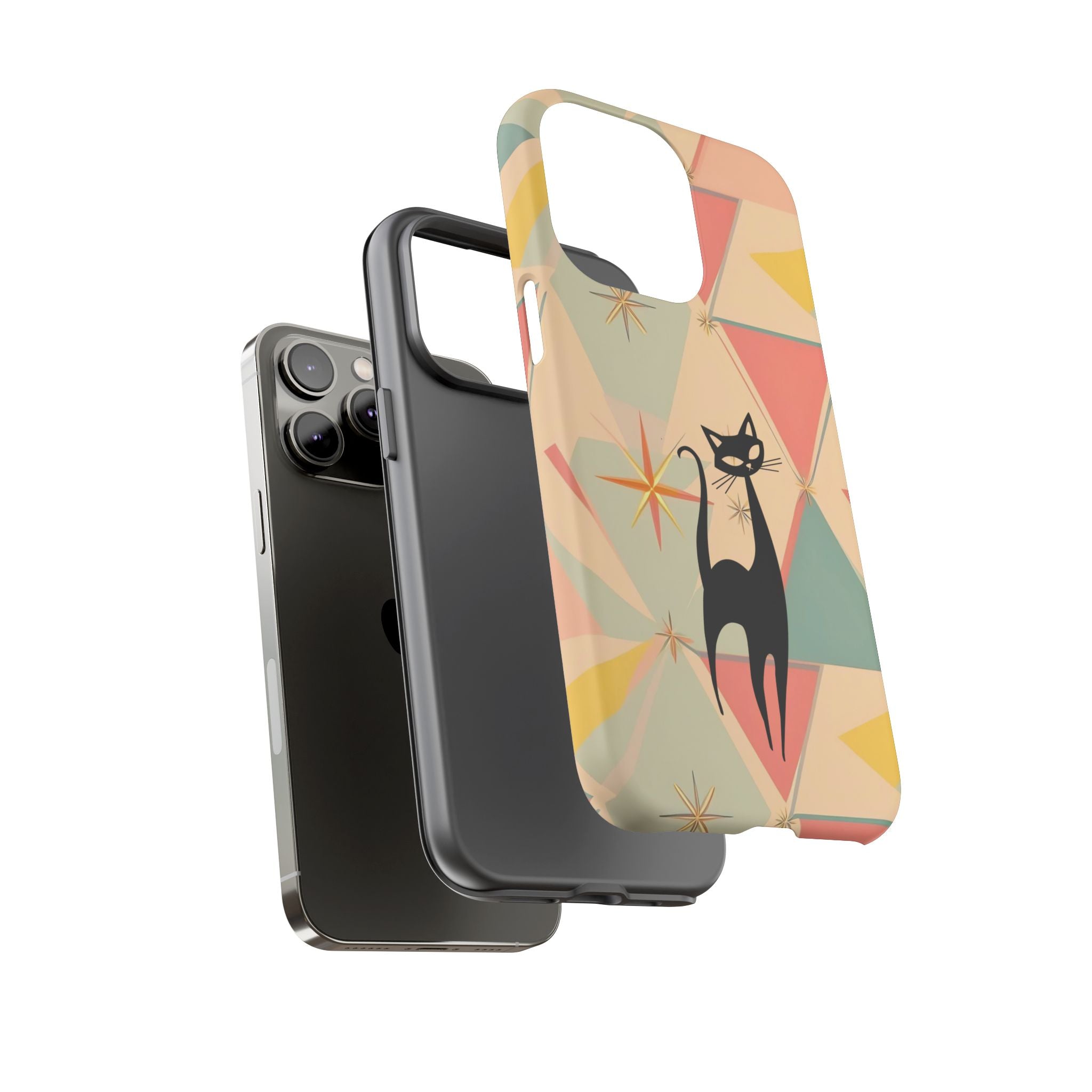Atomic Cat Mid Mod Retro Cat Phone Case | Tough Cases with Vintage Vibe | Ideal for Cat Lovers