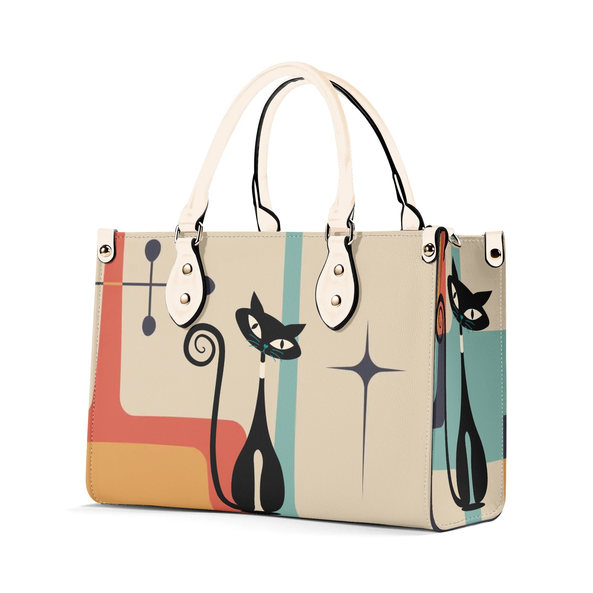 Atomic Cat Mid Mod Handbag, Kitschy Cute Retro Purse For Women - Mid Century Modern Gal