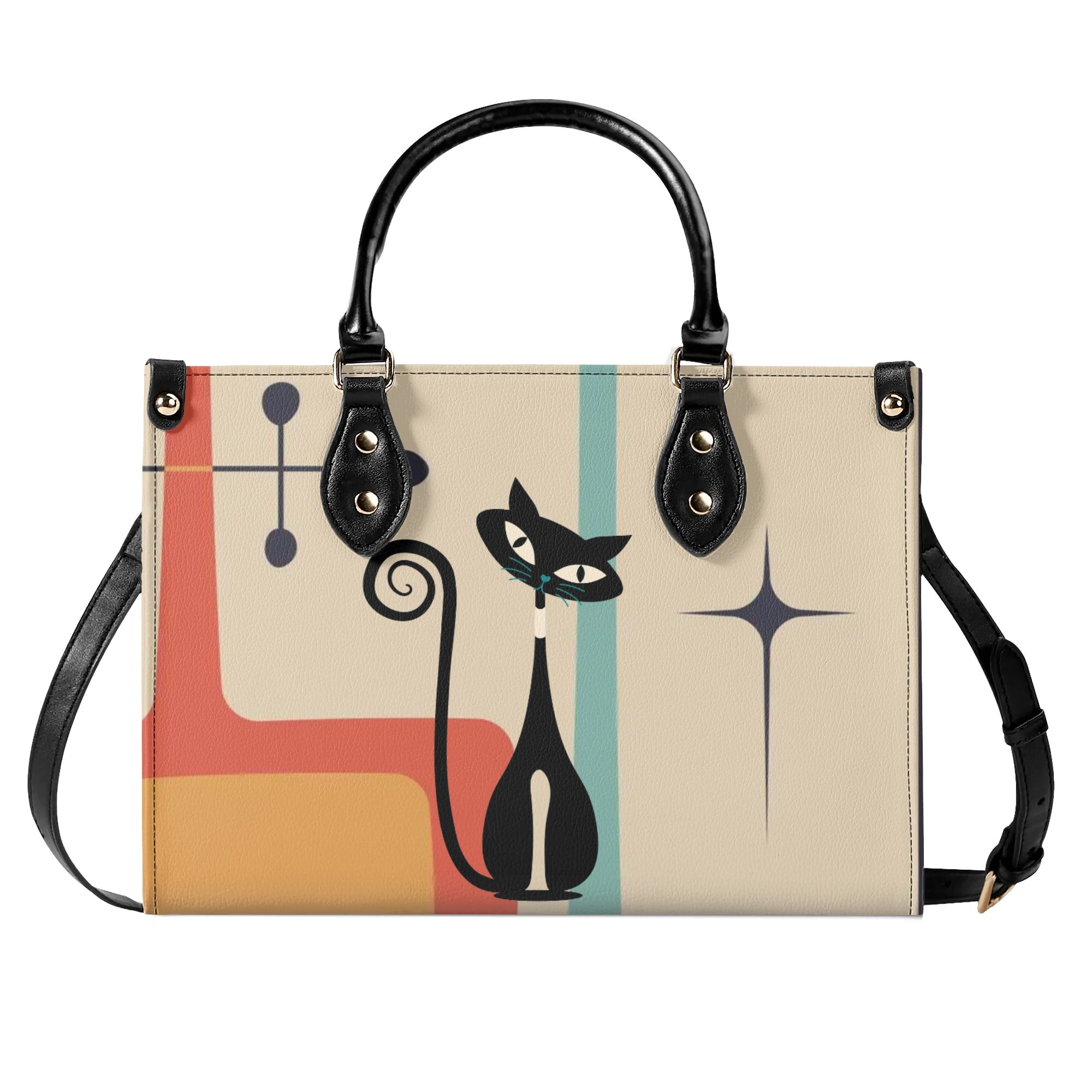 Atomic Cat Mid Mod Handbag, Kitschy Cute Retro Purse For Women - Mid Century Modern Gal