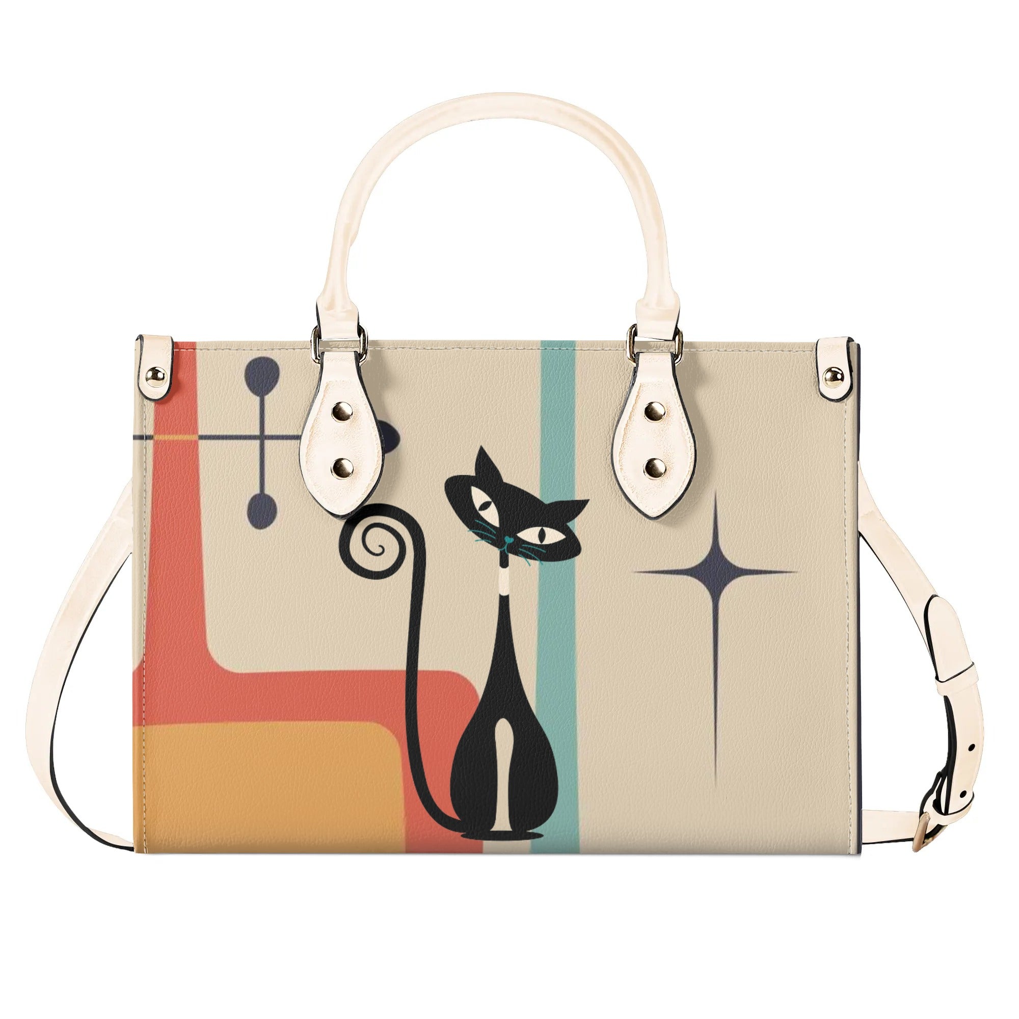 Atomic Cat Mid Mod Handbag, Kitschy Cute Retro Purse For Women - Mid Century Modern Gal