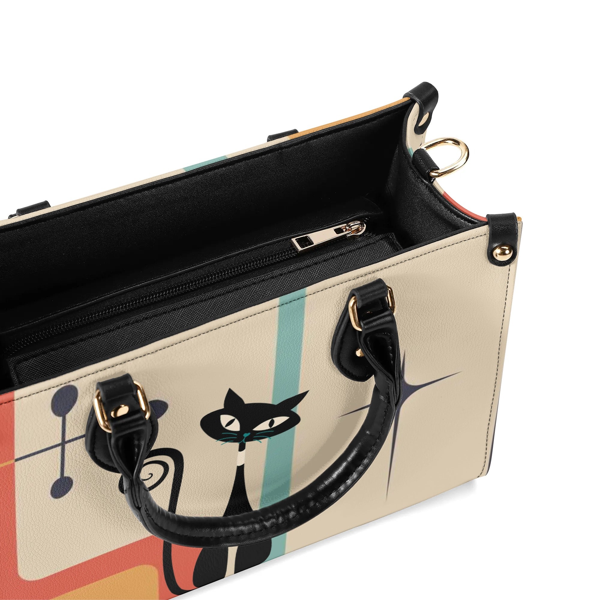 Atomic Cat Mid Mod Handbag, Kitschy Cute Retro Purse For Women - Mid Century Modern Gal