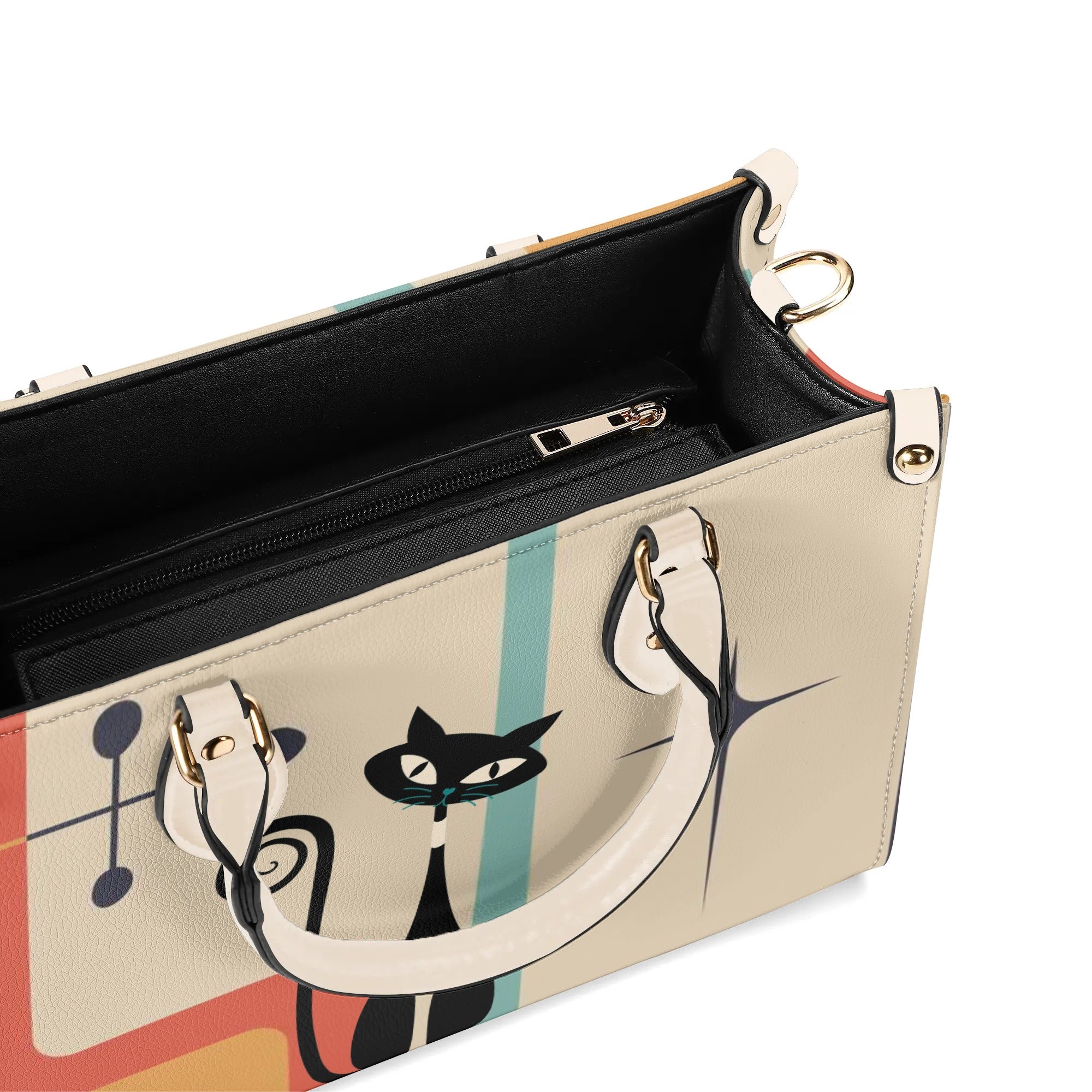 Atomic Cat Mid Mod Handbag, Kitschy Cute Retro Purse For Women - Mid Century Modern Gal