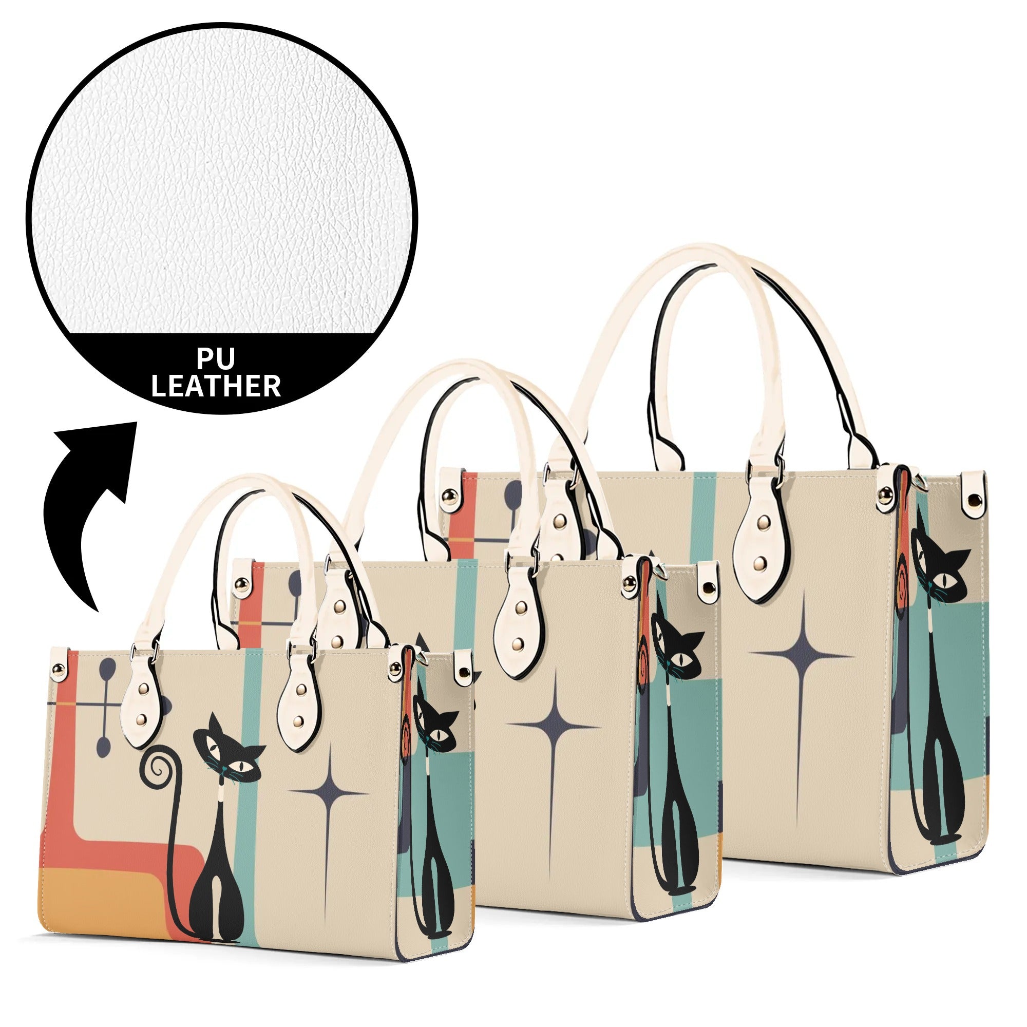 Atomic Cat Mid Mod Handbag, Kitschy Cute Retro Purse For Women - Mid Century Modern Gal