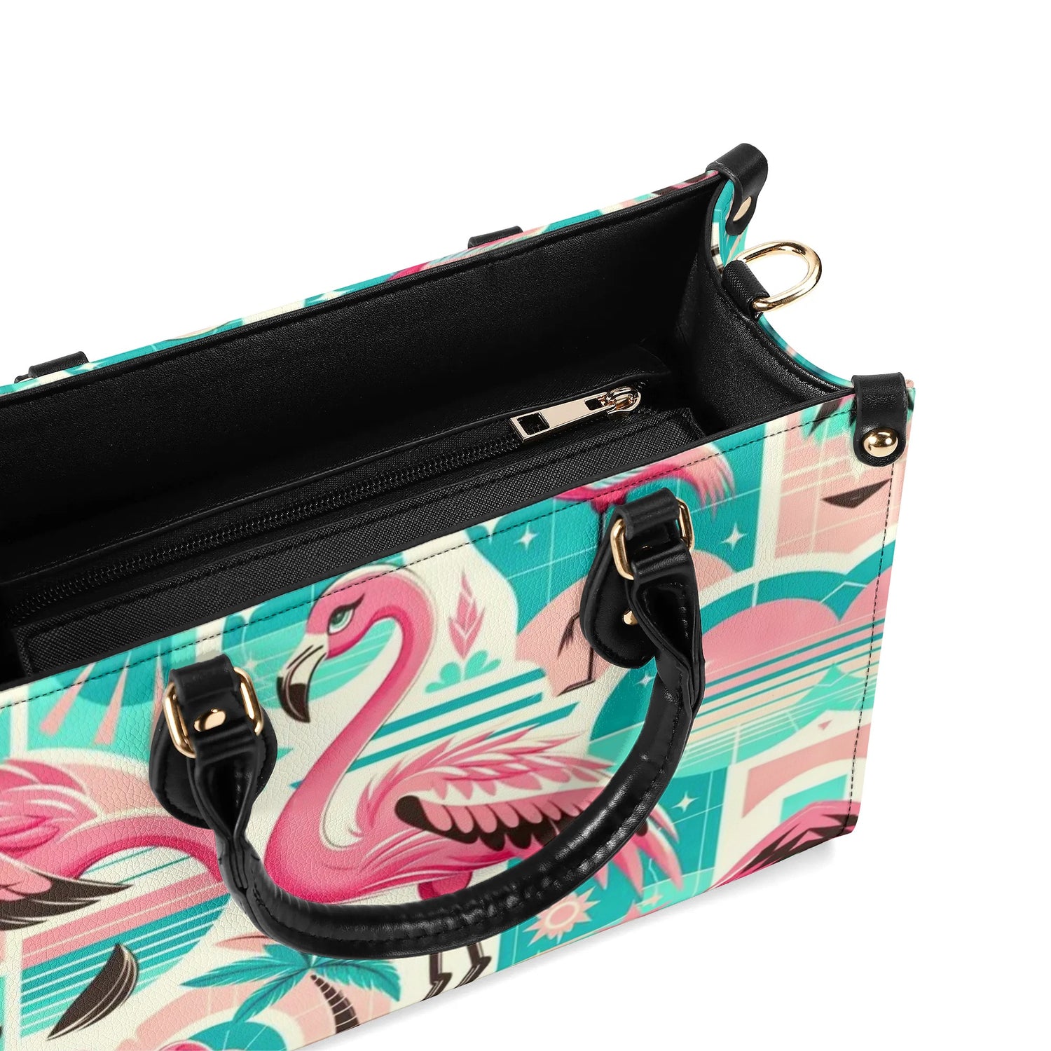 1950s Flamingo, Kitschy Style, Palm Springs Style, Mid Mod Luxury Women Handbag - Mid Century Modern Gal